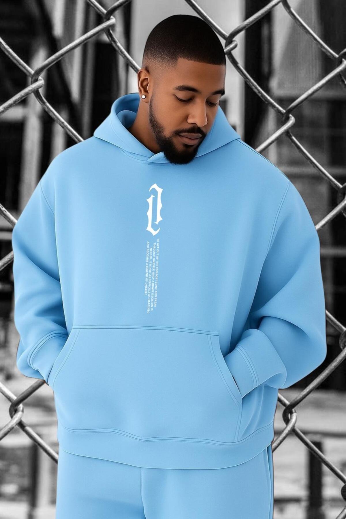 BENROMA 3 İPLİK PENYE YAZI BASKILI BÜYÜK BEDEN SWEATSHIRT