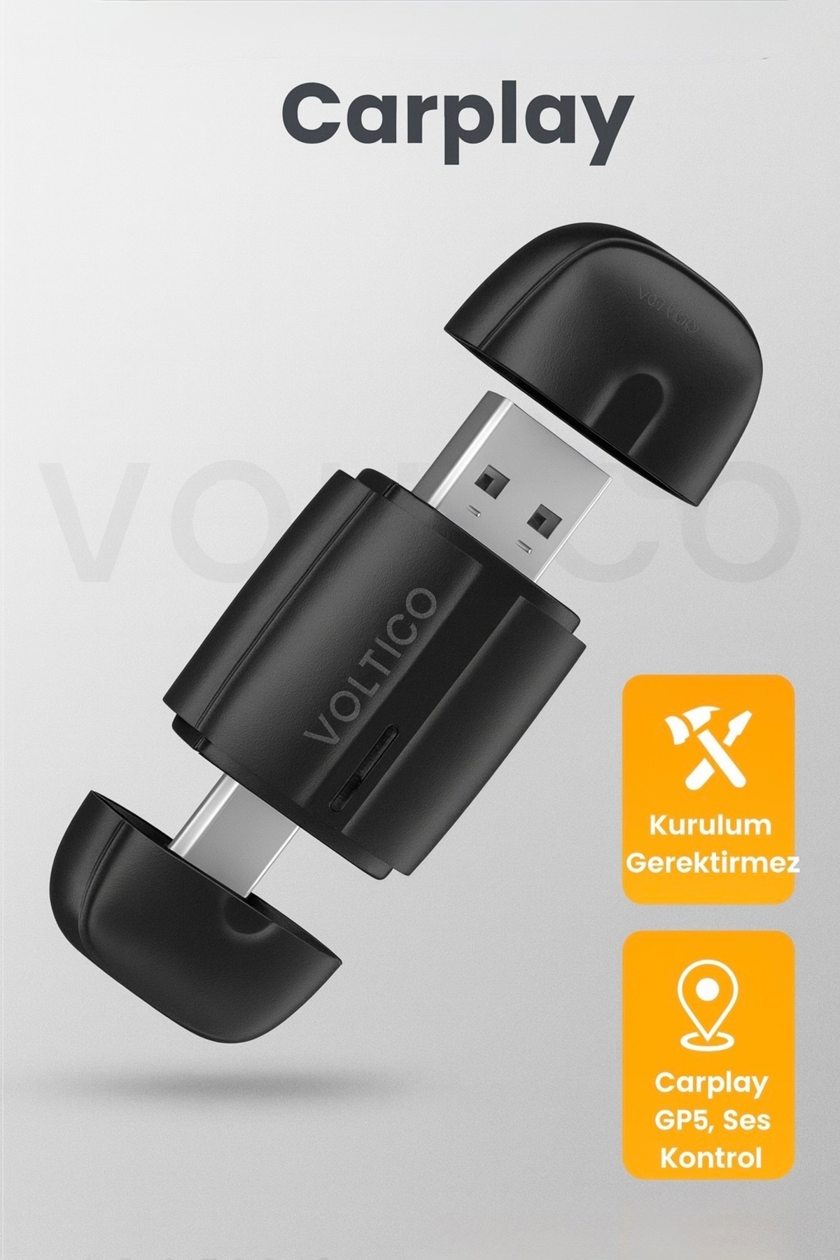 Voltico Kablosuz Android Auto & CarPlay Adaptörü – Tak ve Çalıştır, Hızlı ve Gecikmesiz Bağlantı