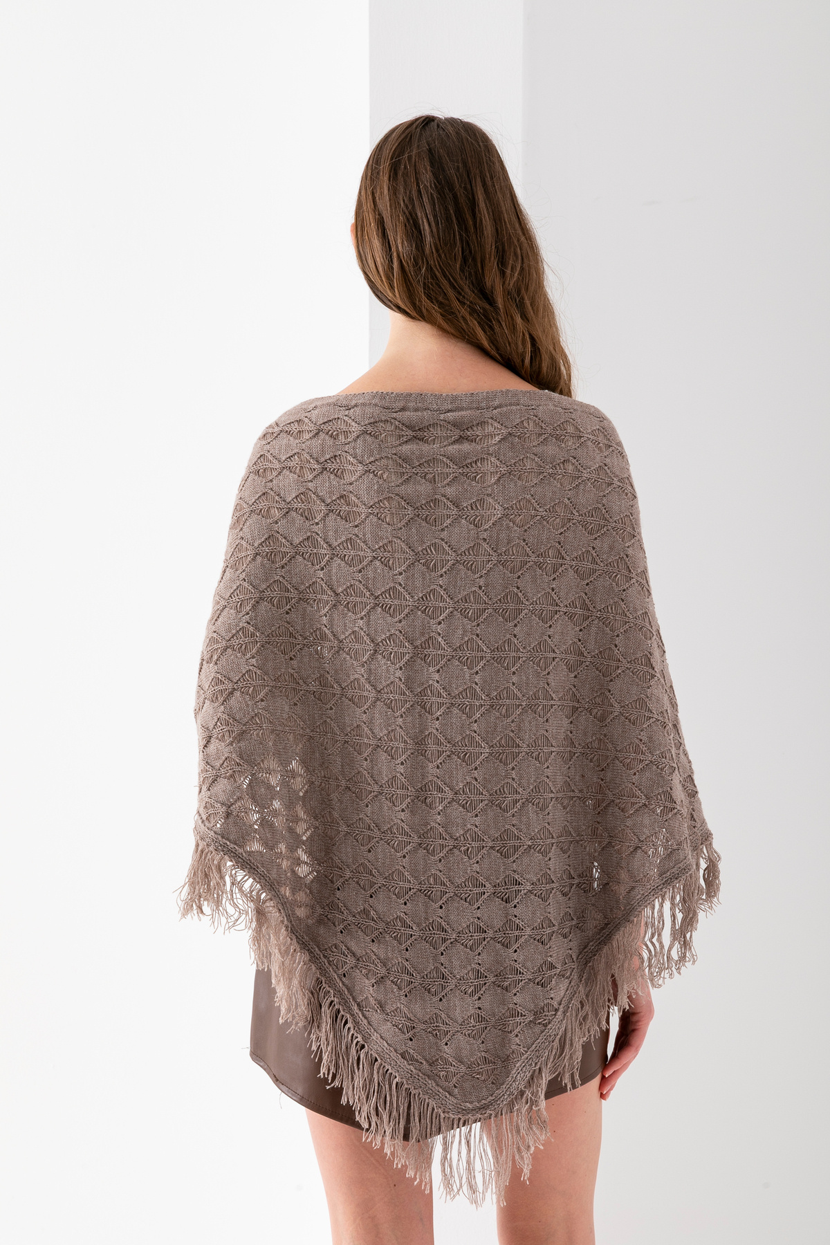 T Crazy-T-Crazy Openwork Patterned Triangle Shoulder Shawl, Stylish and Practical Knitwear Knitted Accessory with Tassels, Triangle Knitwear Shawl 6