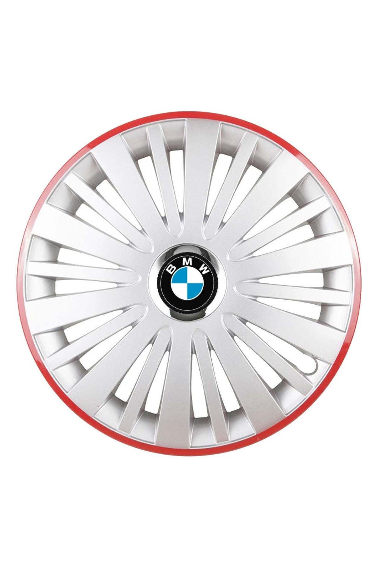 Autohelix MSA-Set of 4 Wheel Covers, suitable for R16 rims, for BMW, silver falcon model with red frame 1