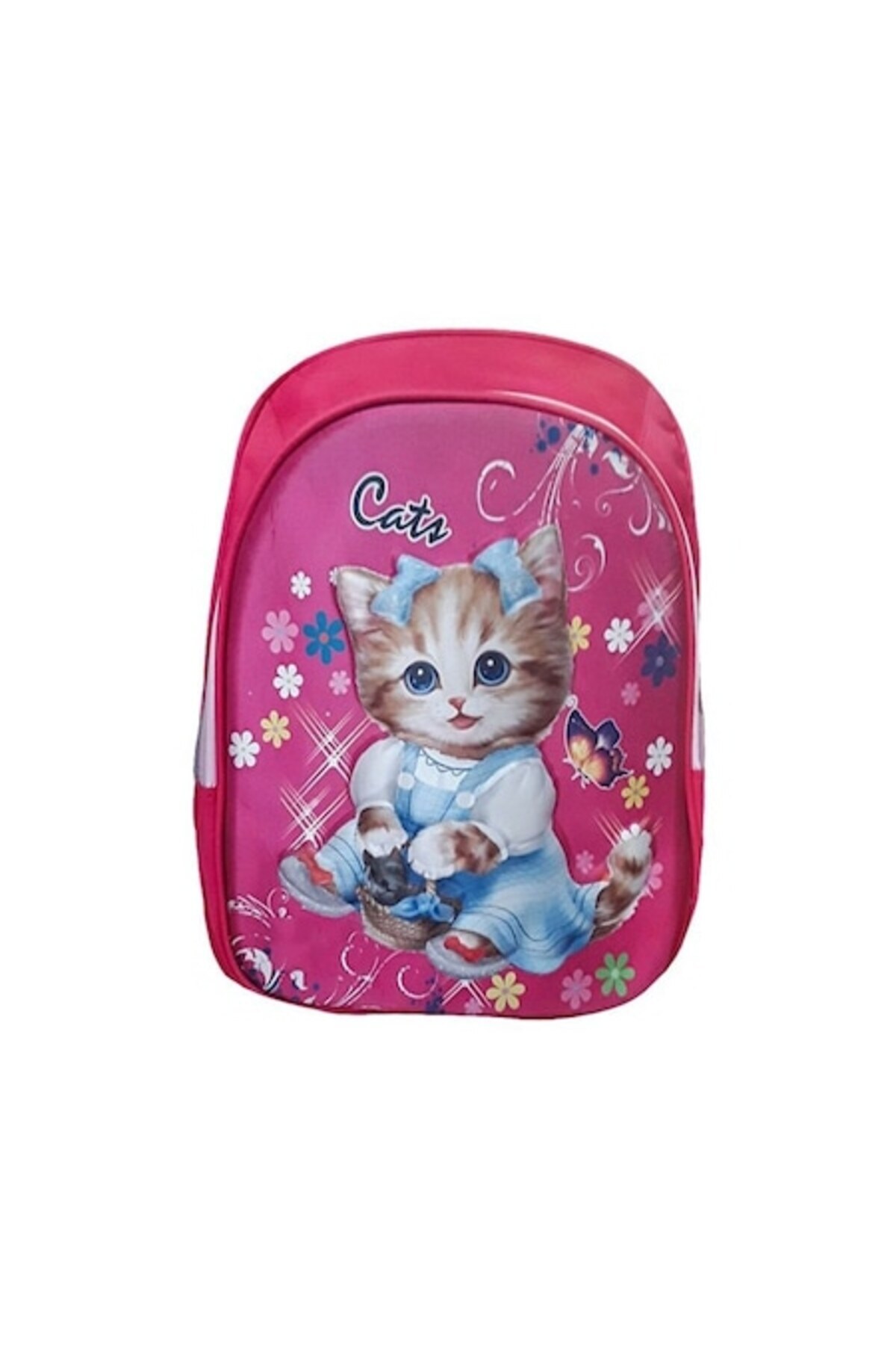 Ghiozdan școlar, clasele I - IV, 3D, 2 compartimente, roșu, model pisică