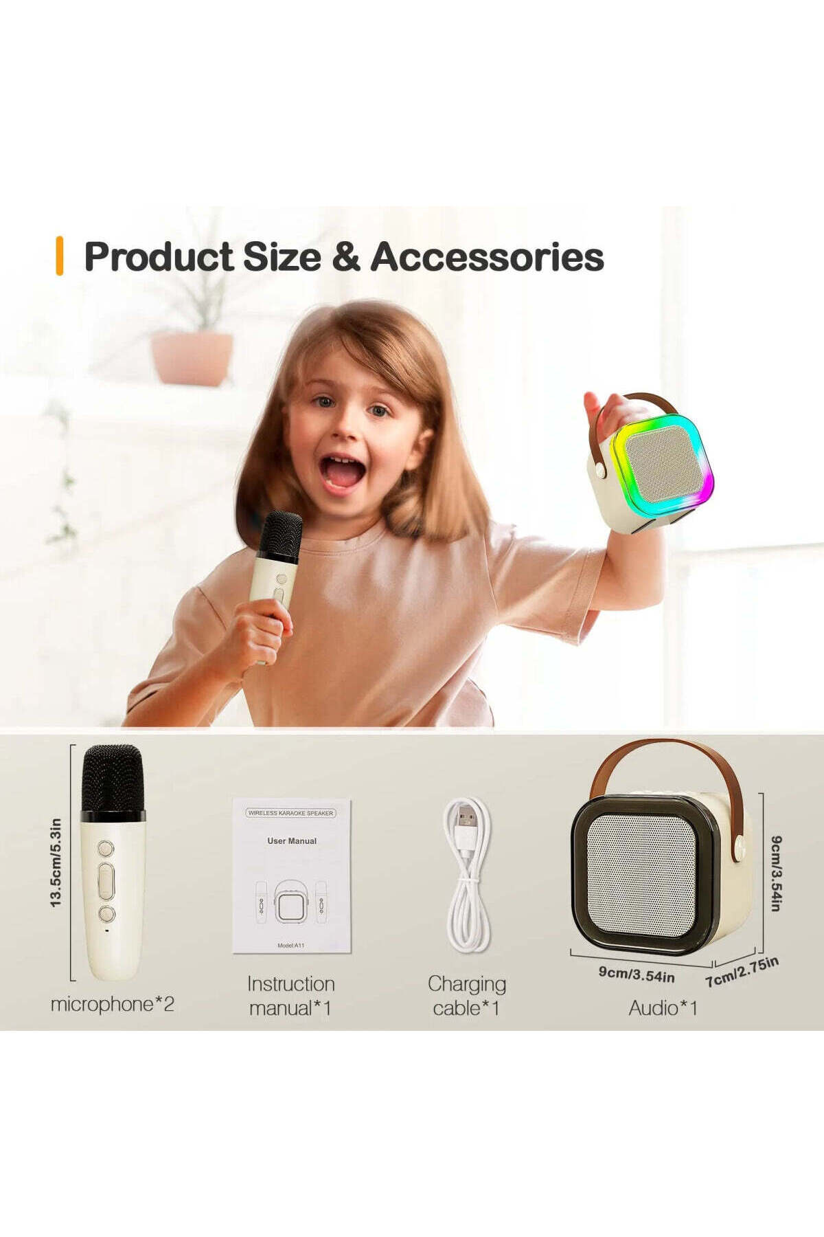 Promagg-Karaoke Speaker with 2 Smart Microphones, Bluetooth Connection, iOS/Android 4