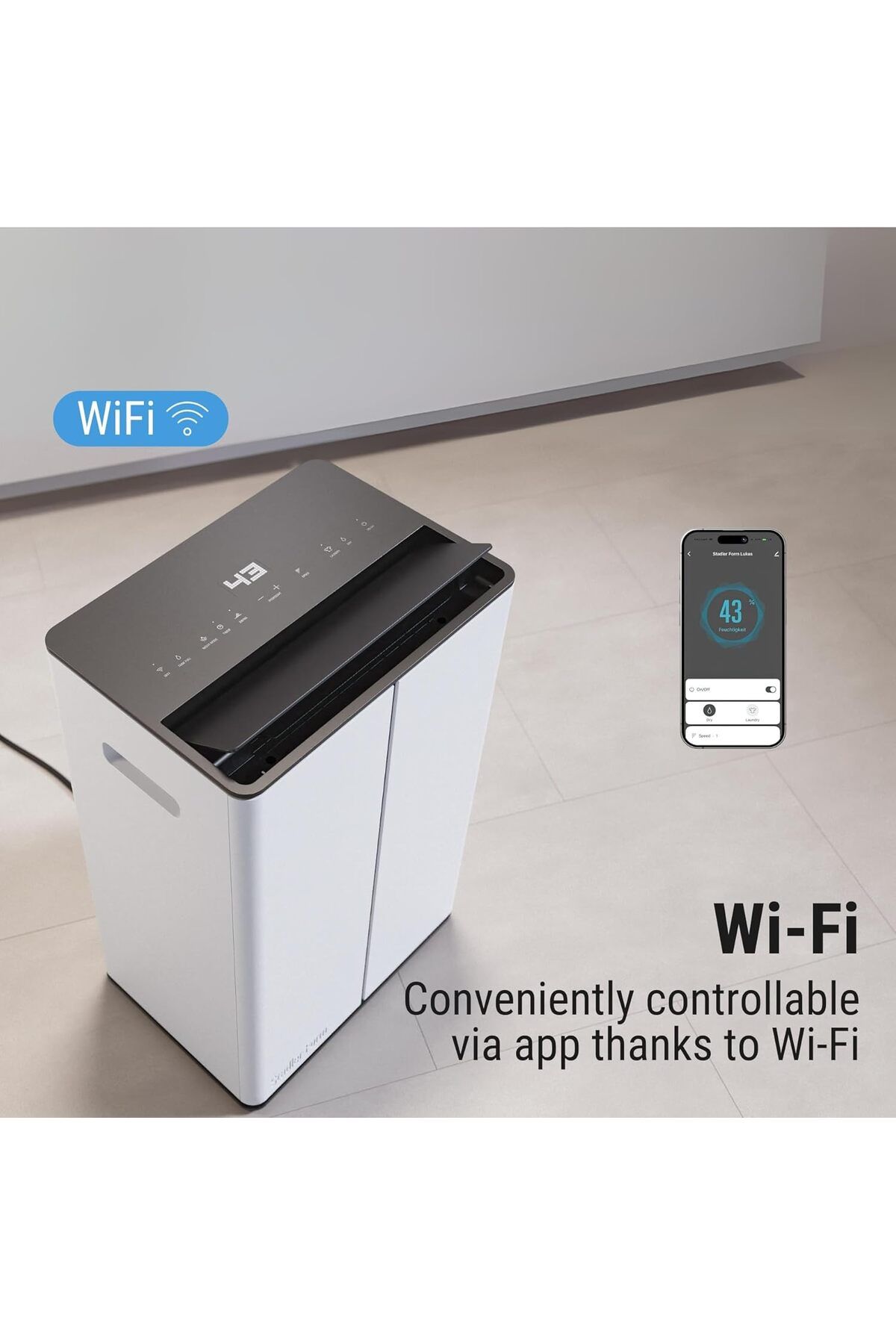 Stadler Form-Swiss Design Lukas Dehumidifier Wi-Fi 20L/Day 70m² Air Purifier Quiet Mode 3-Pin 2-Yr Warranty 5