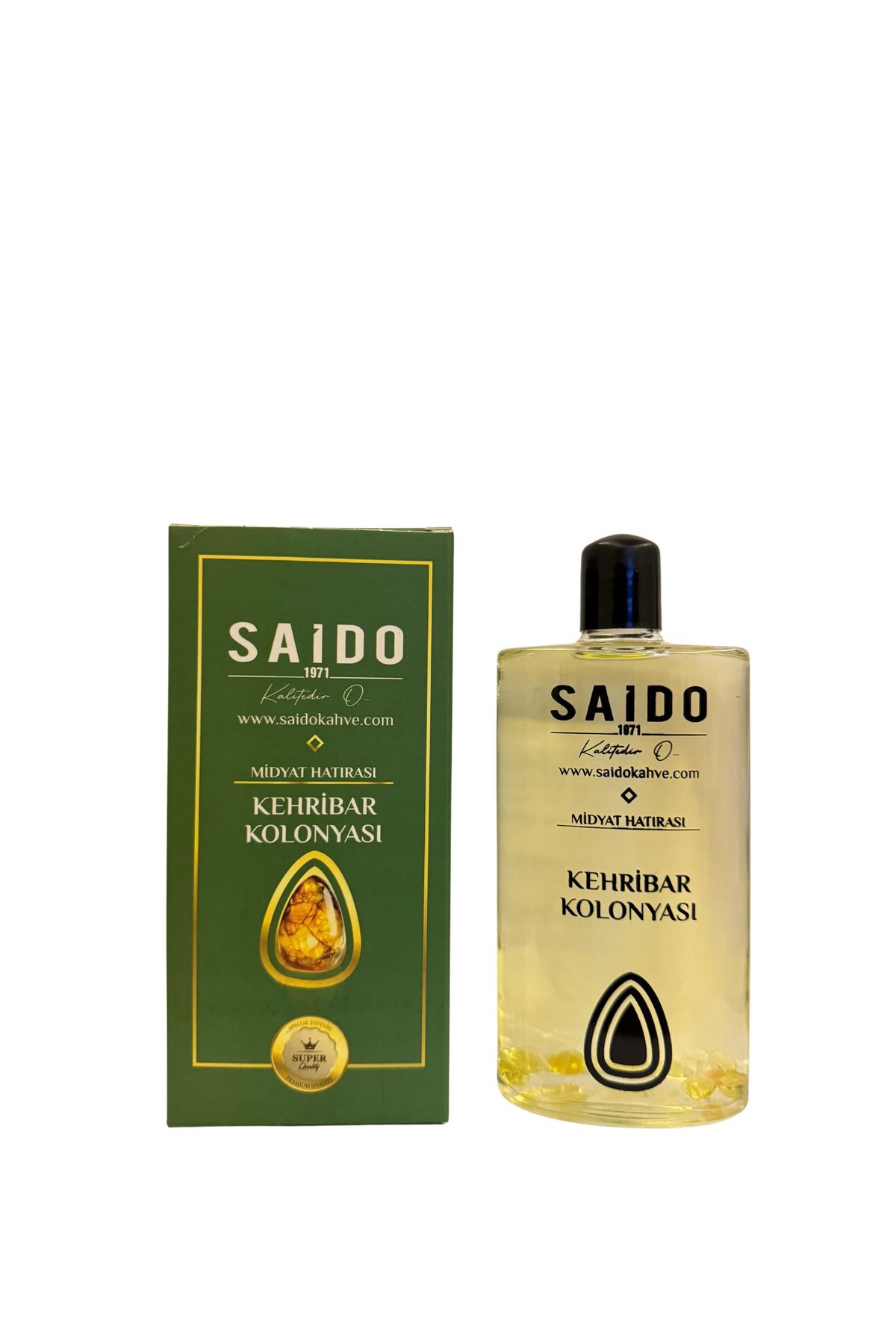 Saido Kahve Parçacıklı Kehribar Kolonyası 250ml – Doğal Ve Cilt Yumuşatıcı Etki
