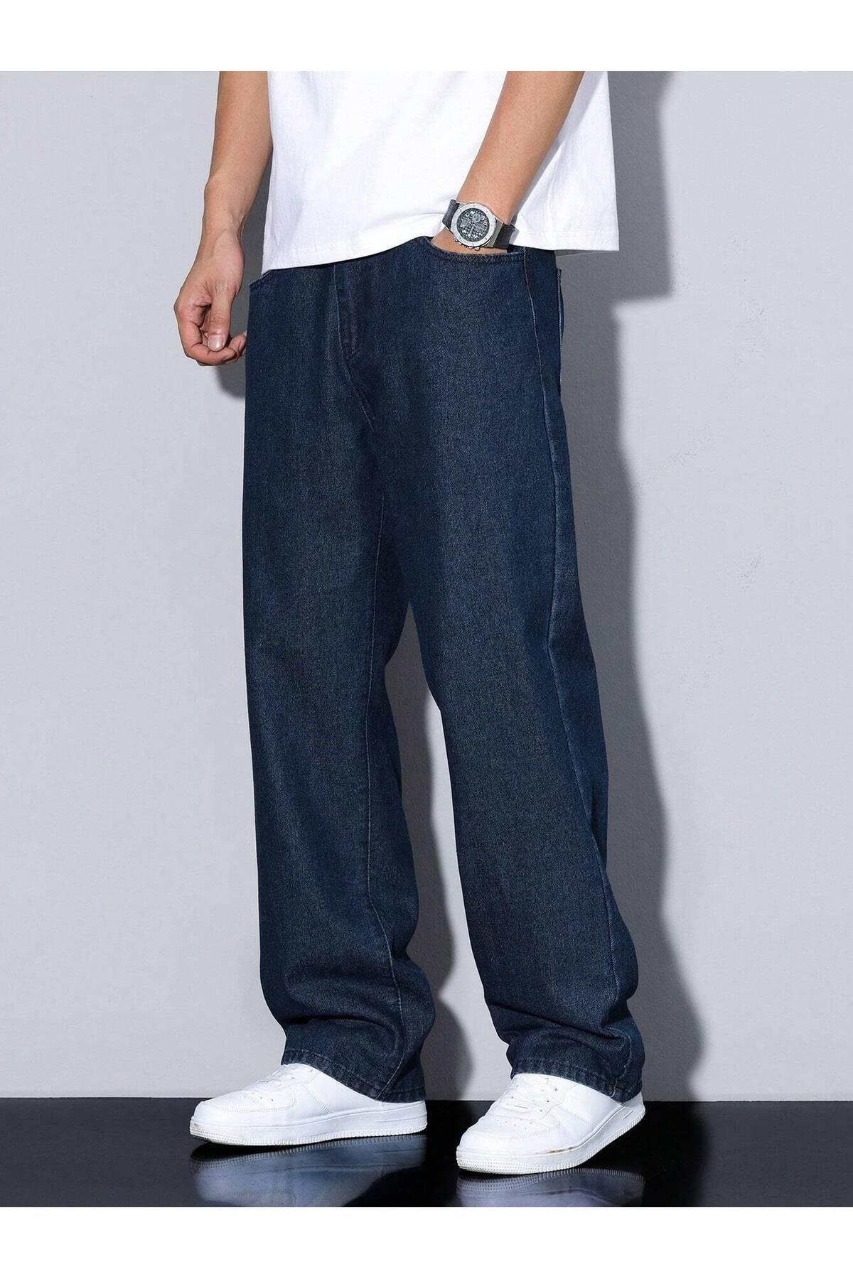 Erkek Asit Yıkama Bol Paça Jean Kot Baggy Pantolon - Oversize Relax Fit