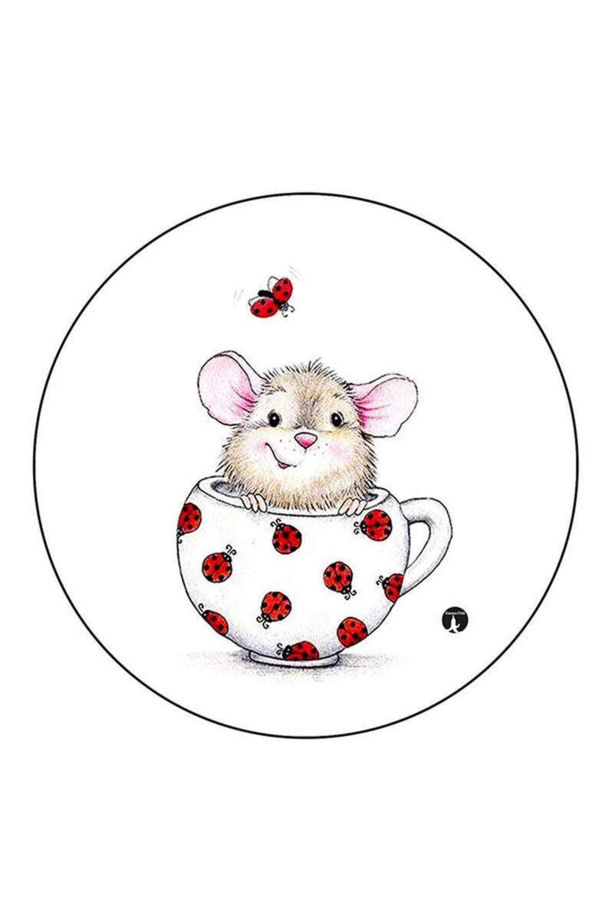 Generic-RKN Mouse Printed Fridge Magnet Round Multicolour 1