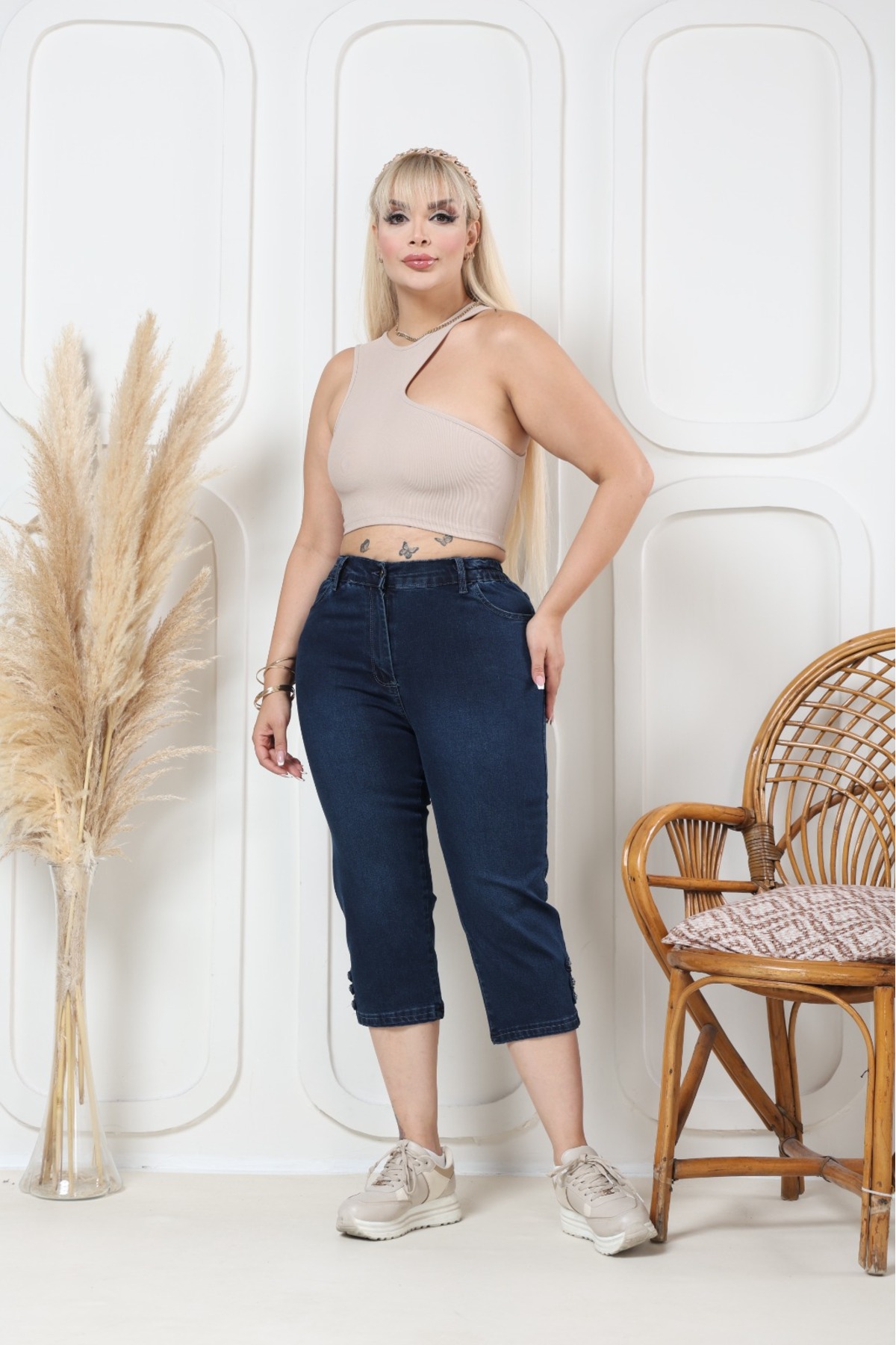 EYLÜL BUTİK  Kadın Beli Lastikli Kapri - Görsel 4