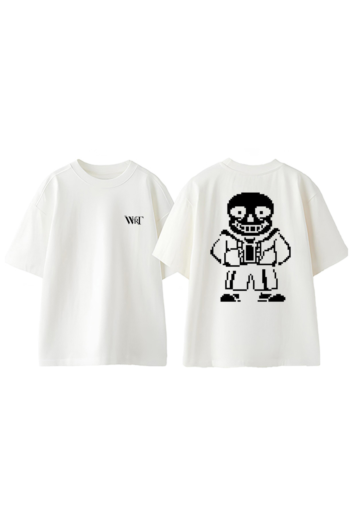 THEWERT-Undertale Game 5 Design Back Printed Βαμβακερό λευκό μπλουζάκι μεγάλου μεγέθους 1