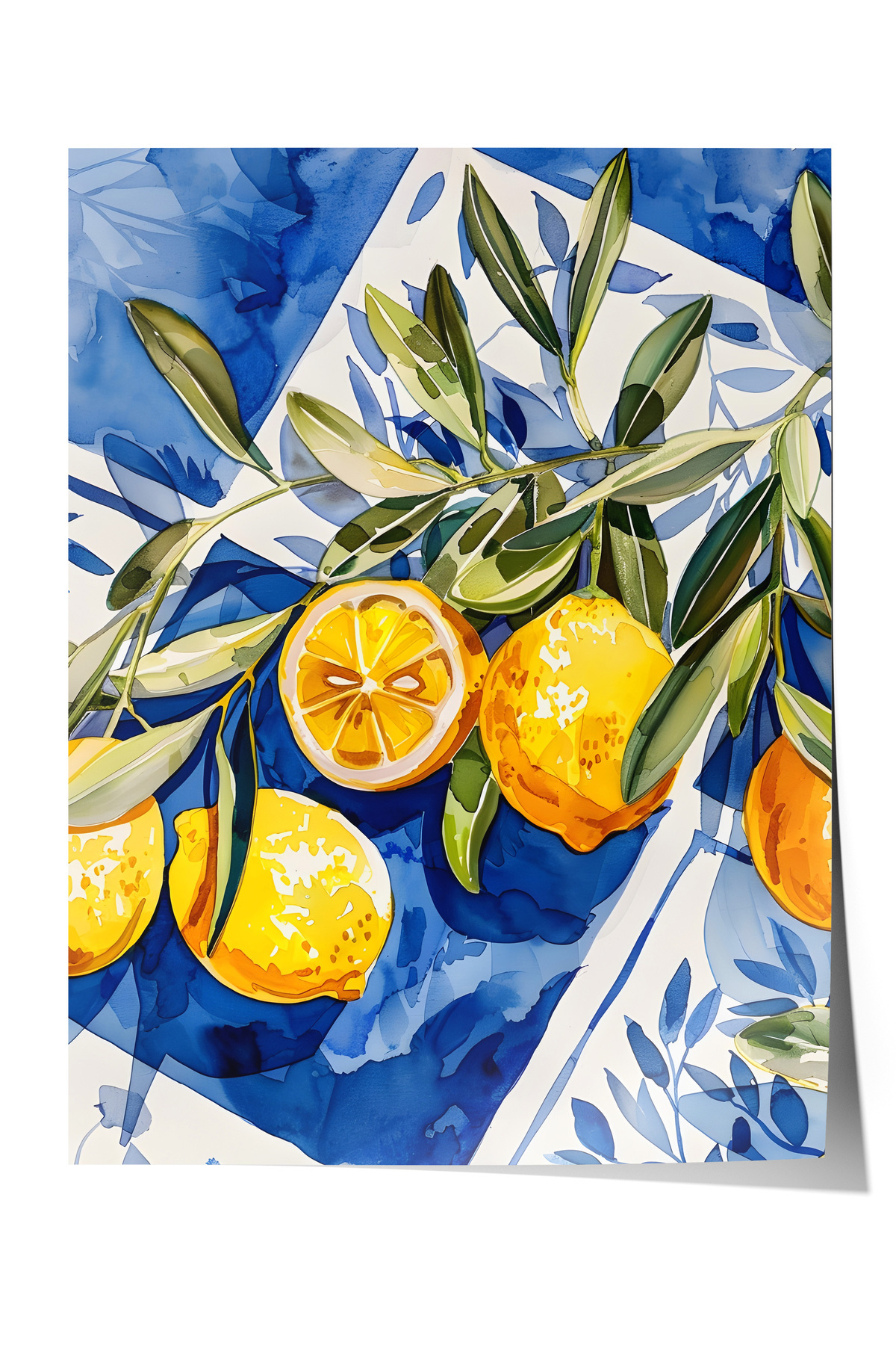 Frameless Poster, Lemon Branches, Kitchen Decor Poster No: 112022