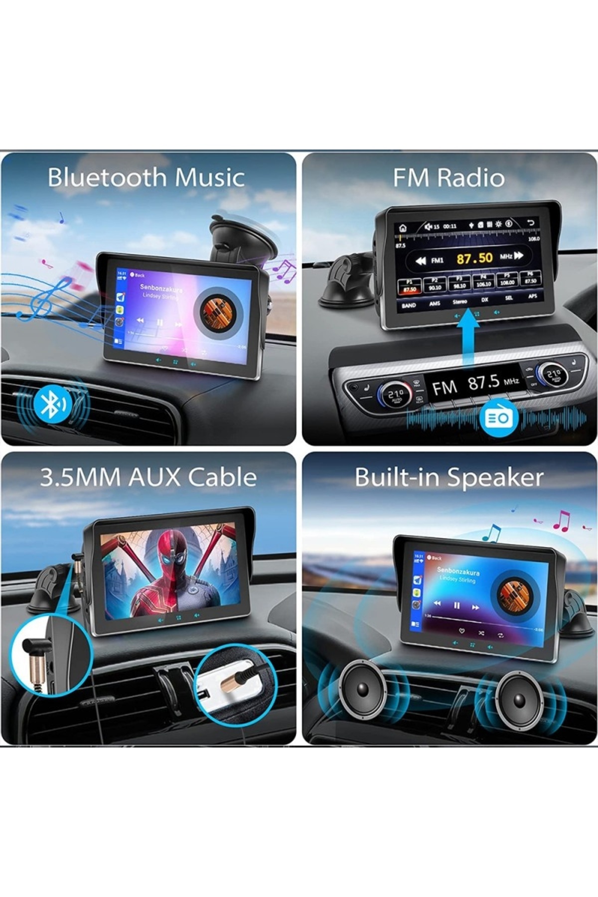 TECHSTAR-® Apple Carplay/Android Multimedia System, Touch Screen, 7 inch 1080P Full HD, Bluetooth, 6