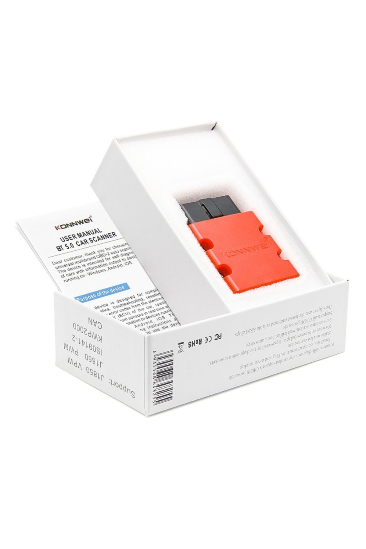KONNWEİ-Car Scan and Diagnostic Tool, KW902, Mini ELM327, Bluetooth 5.0, OBD2, Compatible with 5