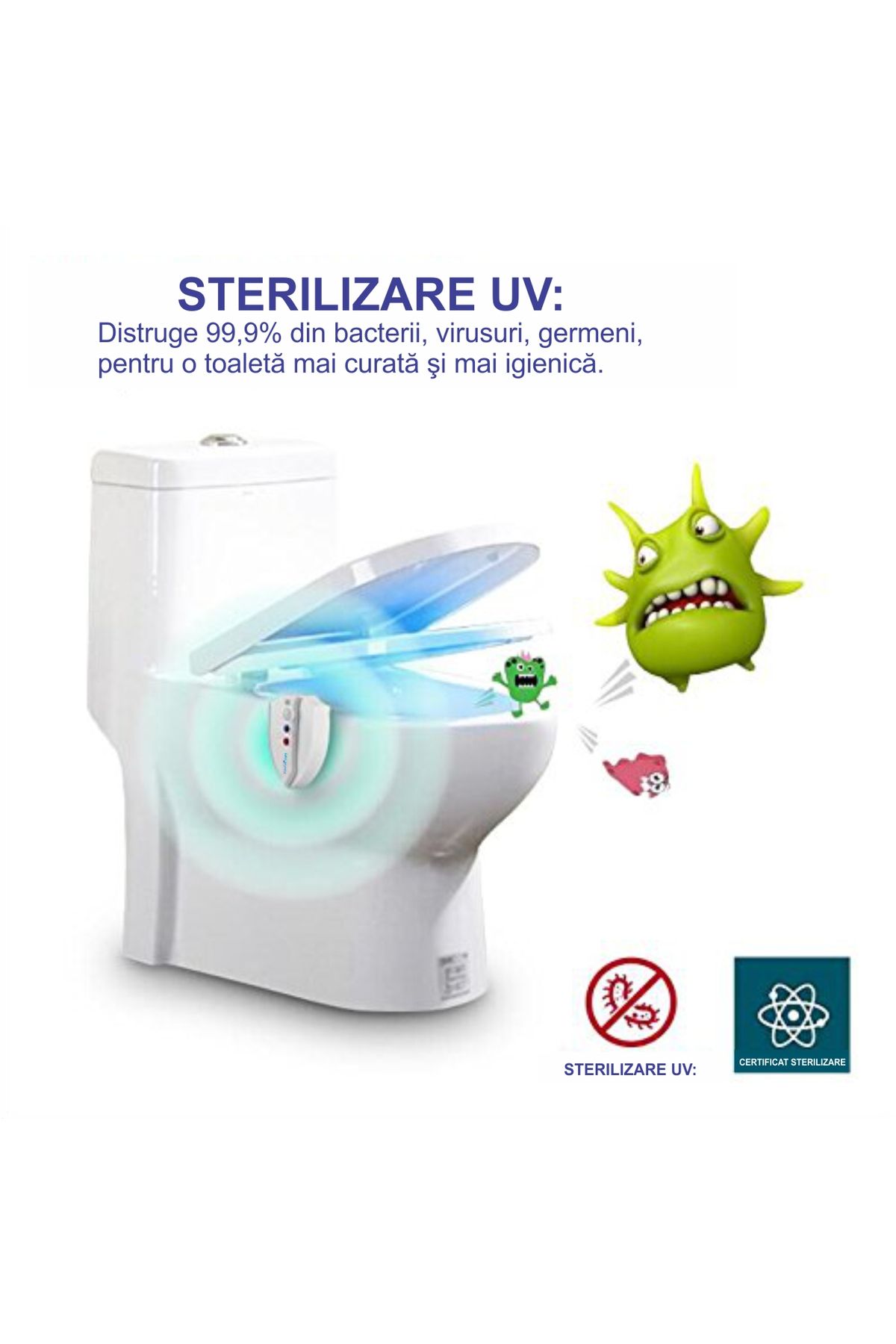 FizioTab-UV LED WC lamp with sterilization function, Light, motion sensor, batteries included 3