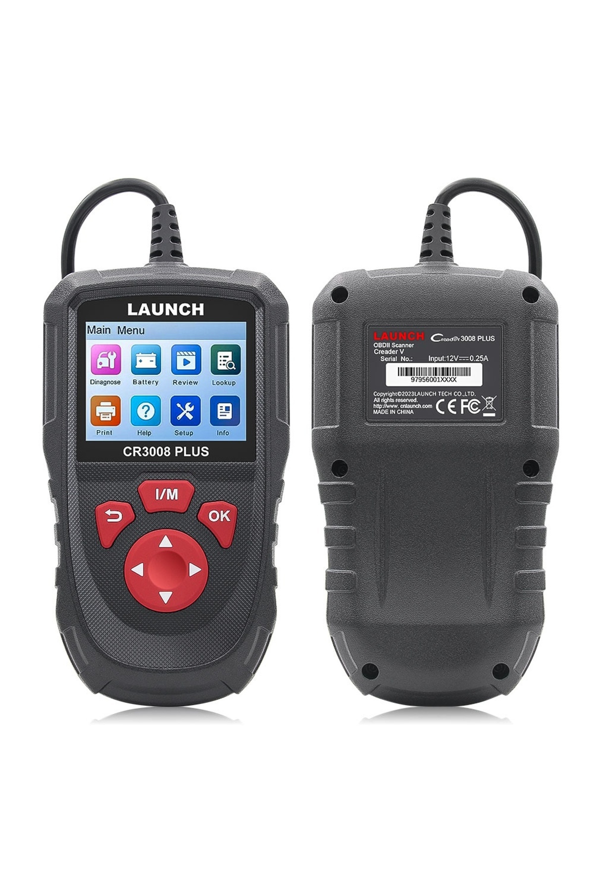 Launch-Creader CR3008 Plus OBD2 Car Tester with Full Diagnosis, 2.8" Color Screen, Compatible with 2