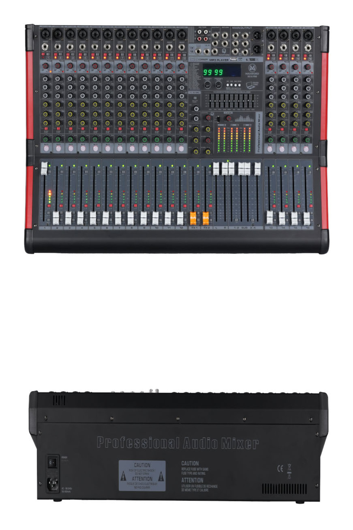 Maxword DC16-PRO 2x99 DSP Efekt Ses Mikseri 16 Kanal Deck Mixer