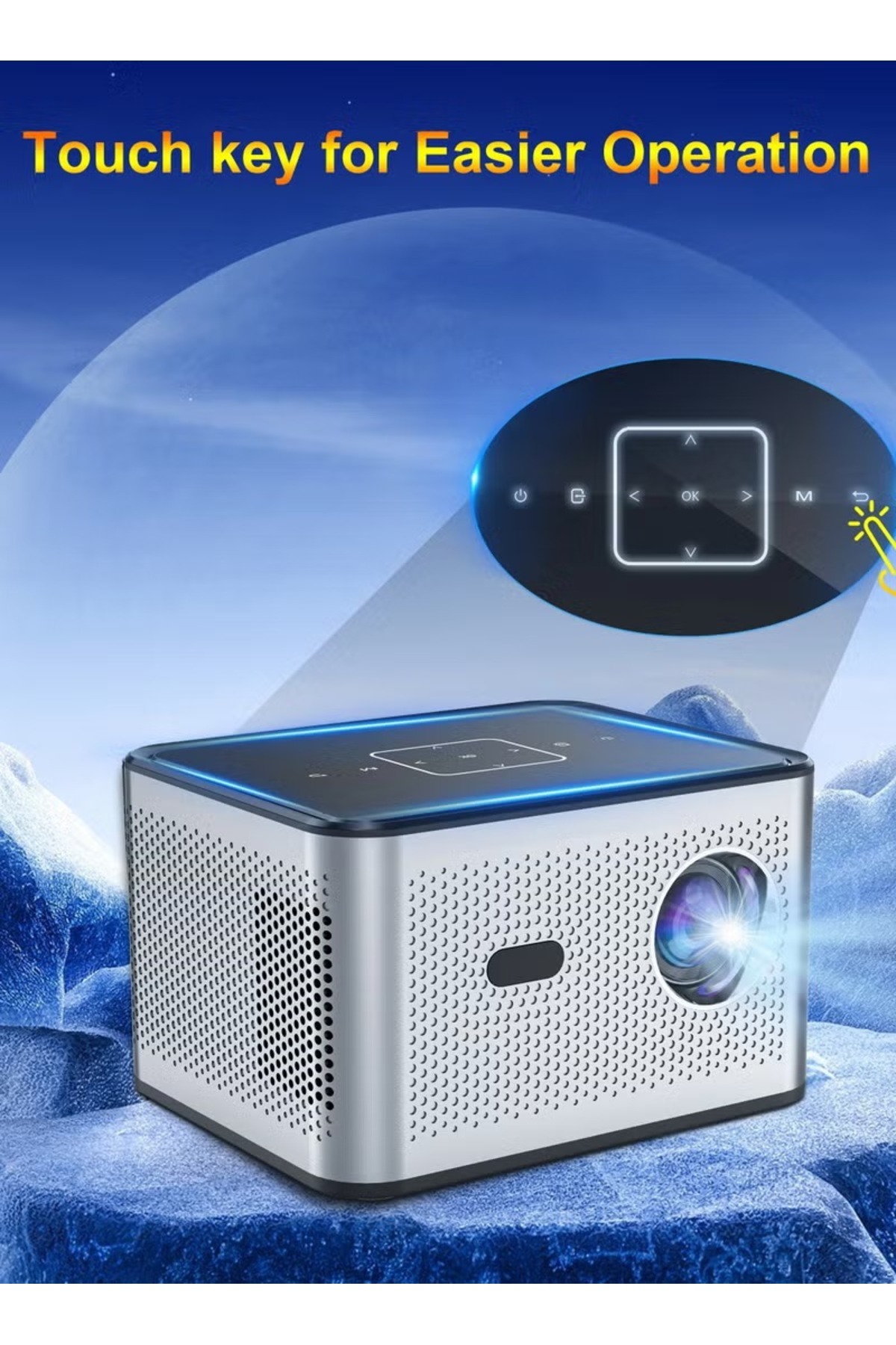 Bicchoo-Smart Mini Projector w/ Speaker, 2.4/5G WiFi, BT, Screen Mirroring, HDMI USB, Android/iOS/PC 3