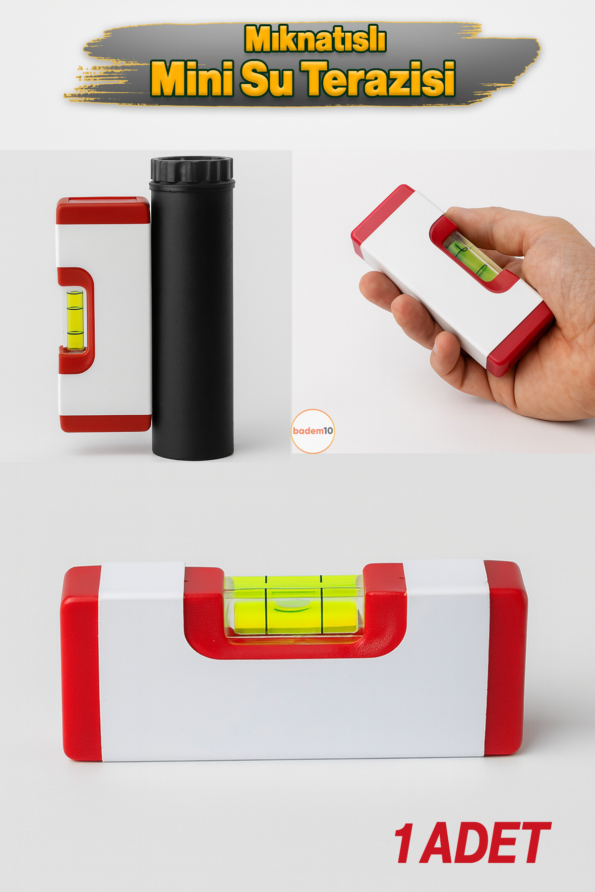 Badem10 120 mm 12 cm Mıknatıslı Mini Su Terazisi Küçük Hassas El Tipi İnşaat Montaj Terazisi