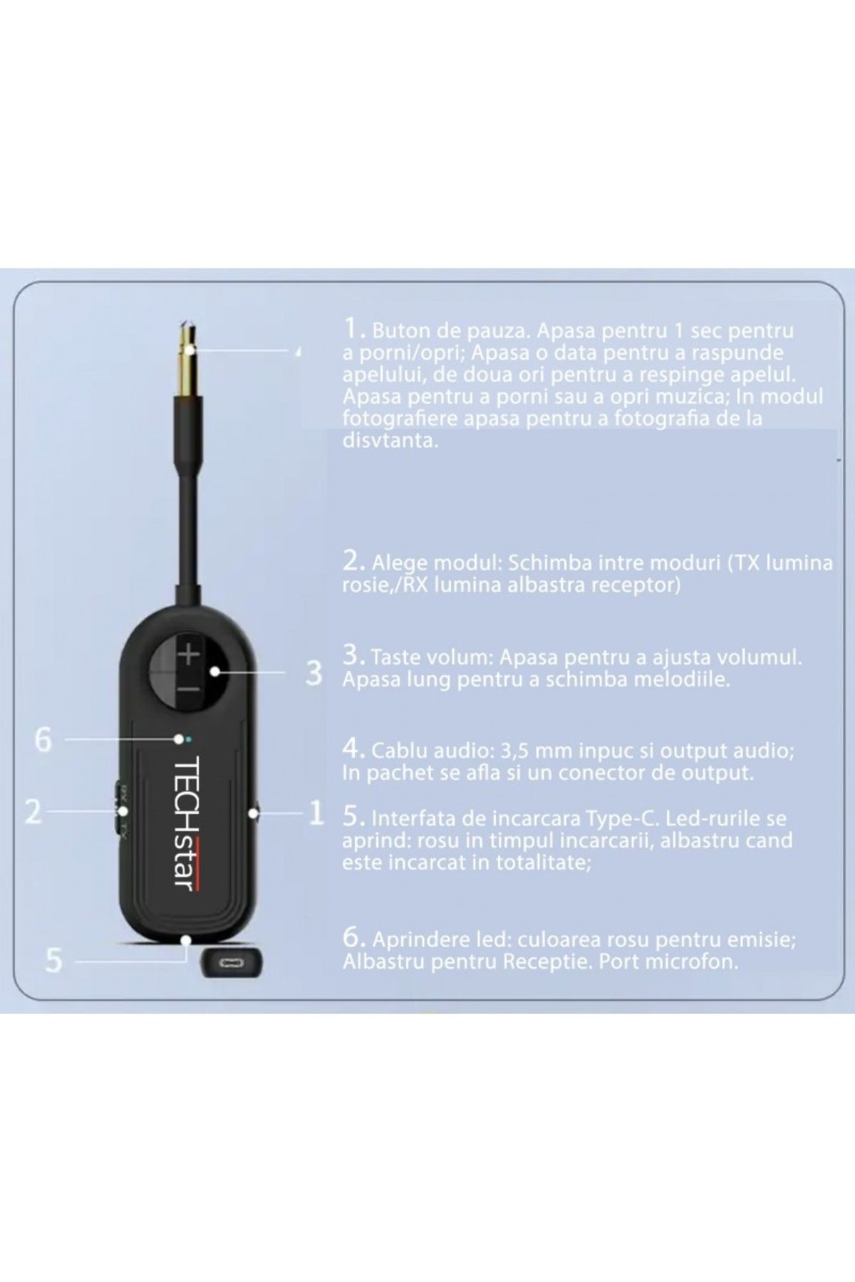 TECHSTAR-Wireless Adapter 2 in 1 TX/RX Audio TX/RX Transmitter Black Techstar® M28, with Bluetooth BT 5.3 5