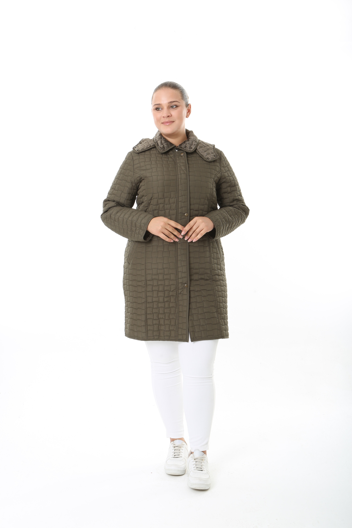 Quilted Coat, Coat, Inner Fur Quilted Coat , Plus Size Coat, Water Repellent Coat, Mink Rek