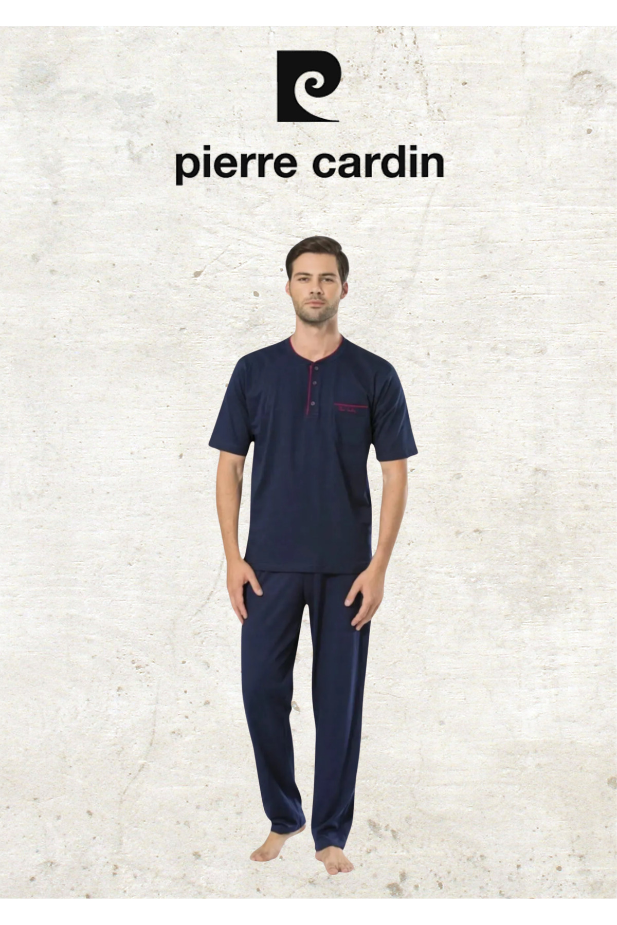 ست پیژامه مردانه راسته فاق نرمال آستین کوتاه | پیر کاردین Pierre Cardin OL.PC.5370.001 - تصویر 2