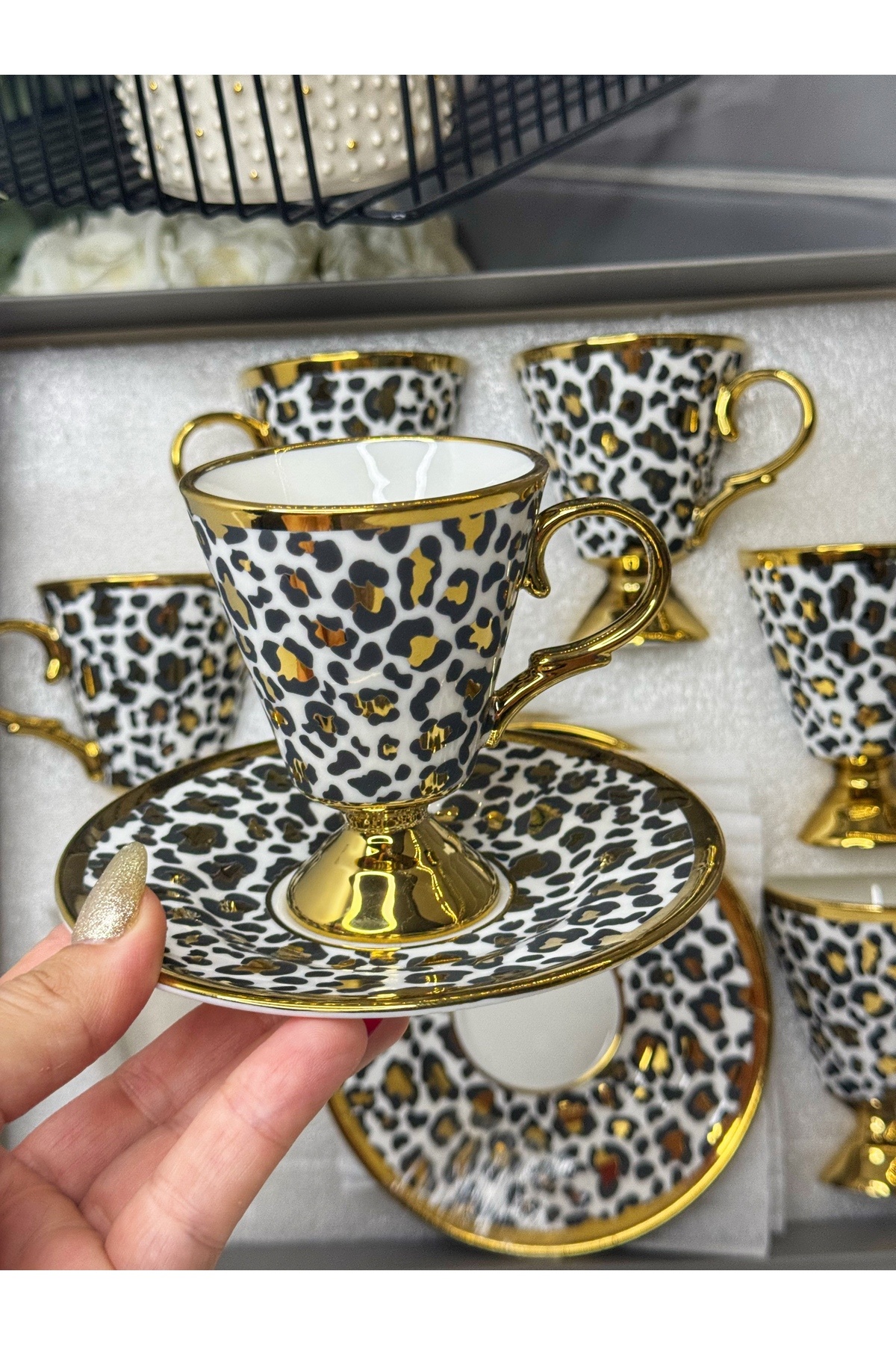Turkish Coffee Cup with Leopard Pattern, Sleeps 6 (S)
