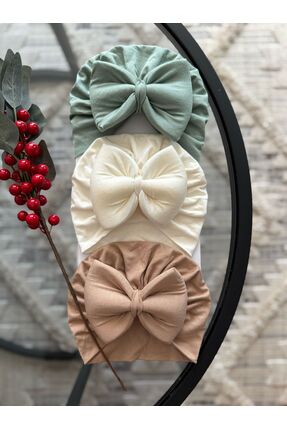 Genel Markalar Bebek Çift Kat Fiyonklu Bone & Bandana Şapka