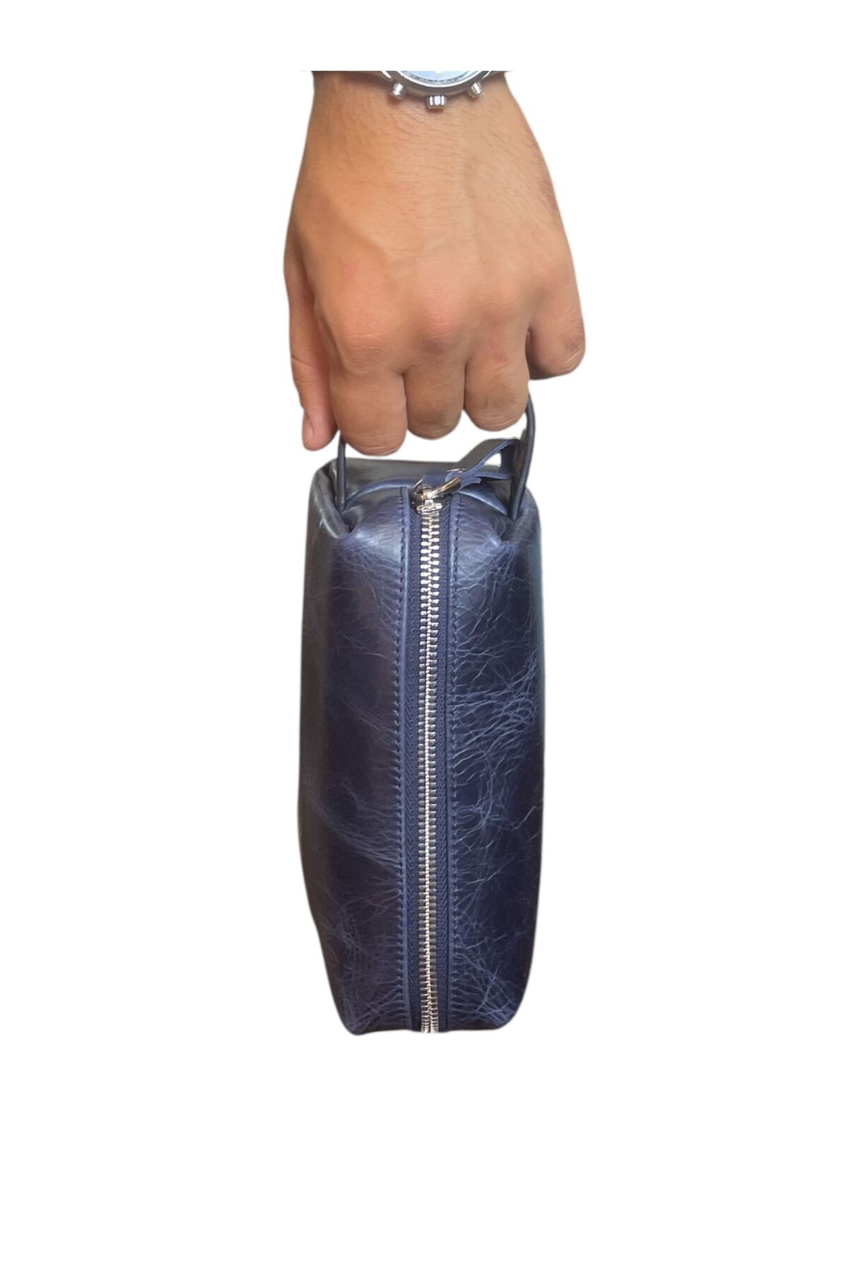 SANAT UNİSEX Hakiki Deri Portföy Clutch şık ve nazik Traş Kozmetik Bakım Ve Günlük El Çantası 19X9X10 görsel 2
