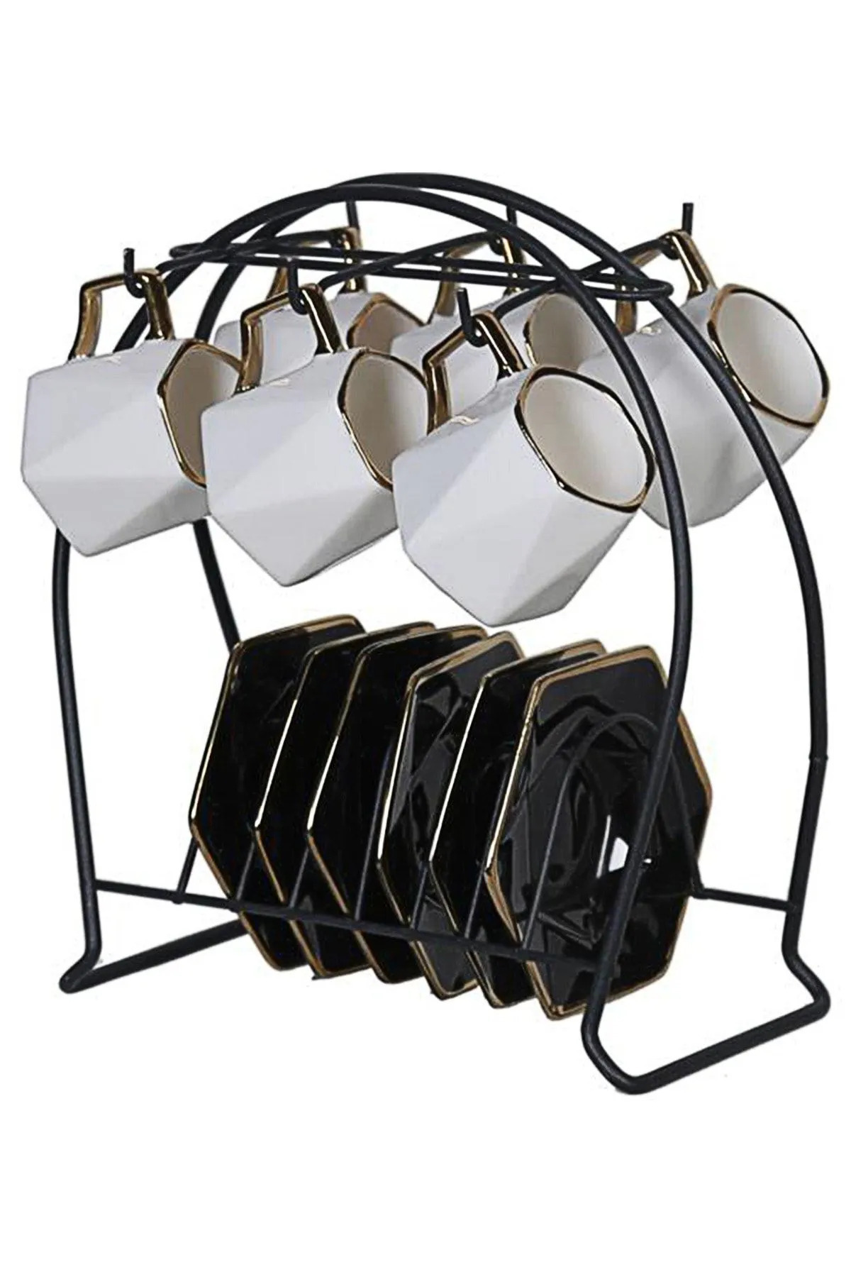 Black Metal 6 Hooks Stylish Cup Hanger Cup Stand Coffee Cup Stand Cup Holder