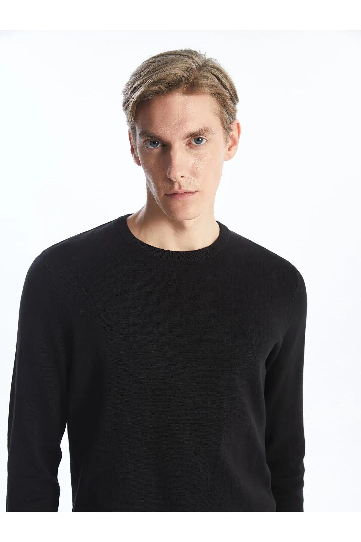 ال سی وایکیکی ژاکت بافتنی مردانه یقه گرد کلاسیک LCWAIKIKI (W5)