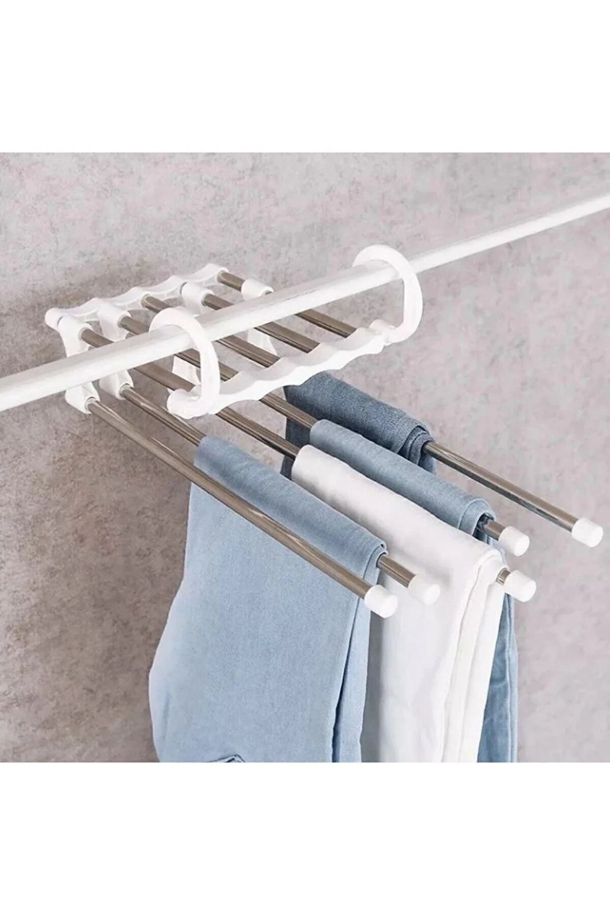 Mikasso Katlanabilir Dolap Gardırop İçi Pantolon Kravat Şal Askı Düzenleyici Katmanlı Askılık Organizer Plas fotoğrafı 5 (önizleme)
