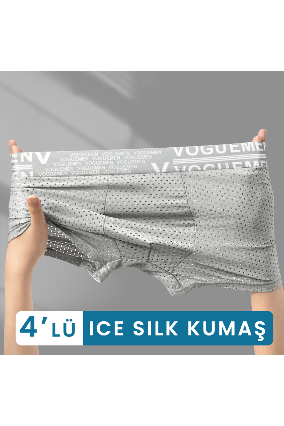 Beauty Collection  4'lü Nefes Alabilen Buz İpeği Boxer Terletmez Delikli Glad and Comfortable İç Çamaşırı - Görsel 7