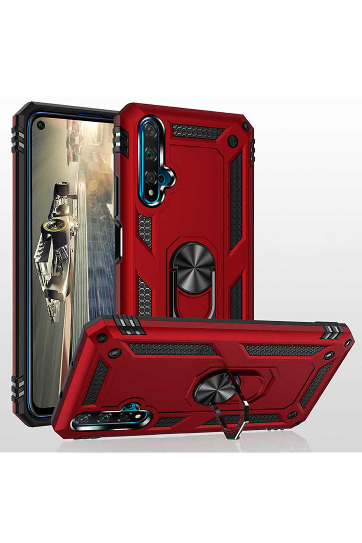 casetube-Huawei Nova 5t Case Hard Army Tank Multi-Layer Pc Holder Stand with Ring 2