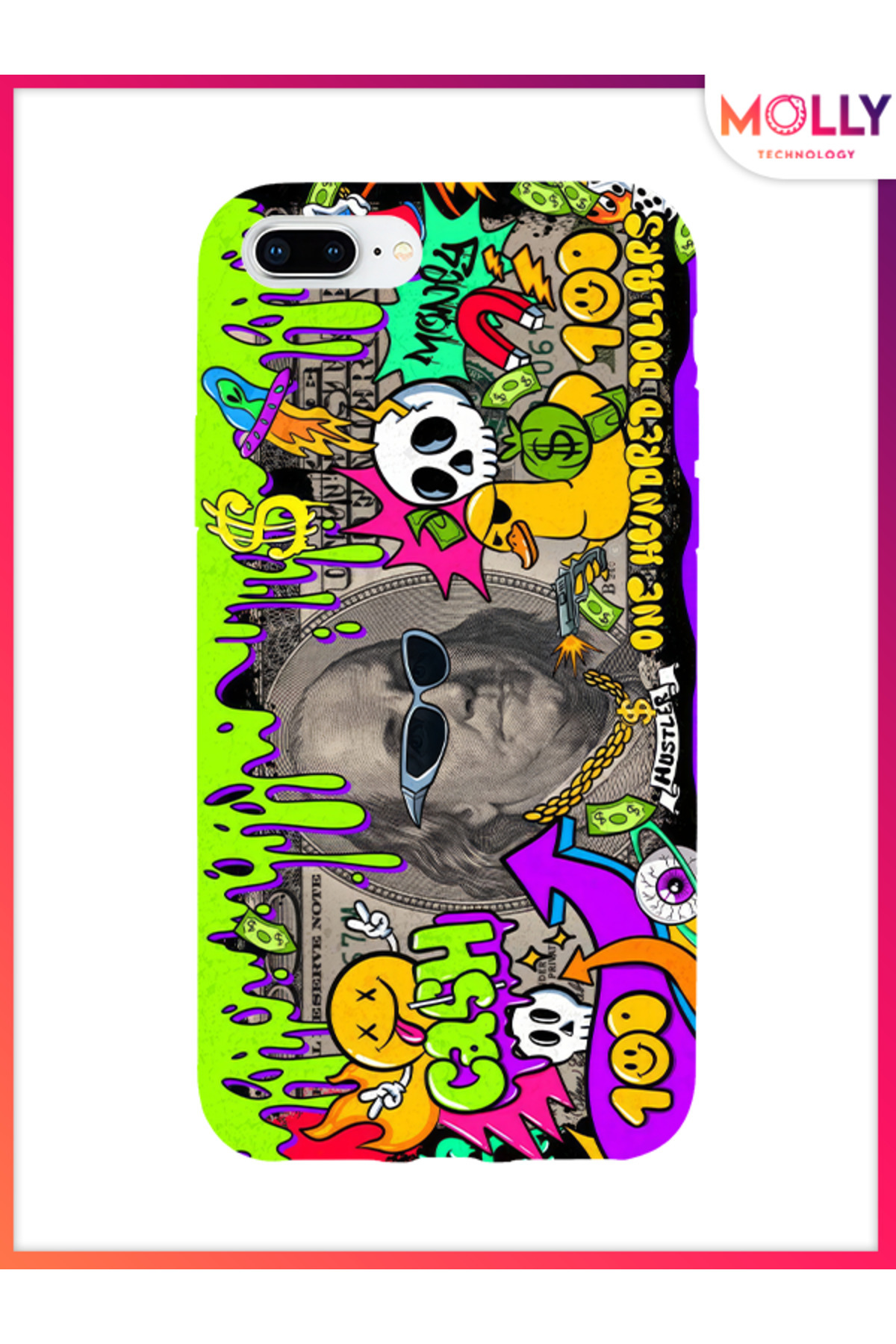 Molly-Black Cash Graff Pattern Silicone Case for iPhone 7 Plus 1