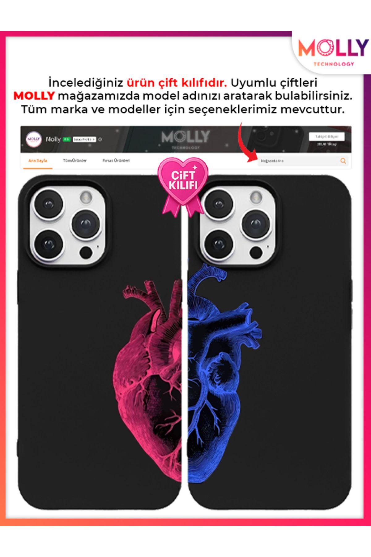 Molly-Black Blue Heart Pattern Silicone Case for Tecno Spark 7t 2