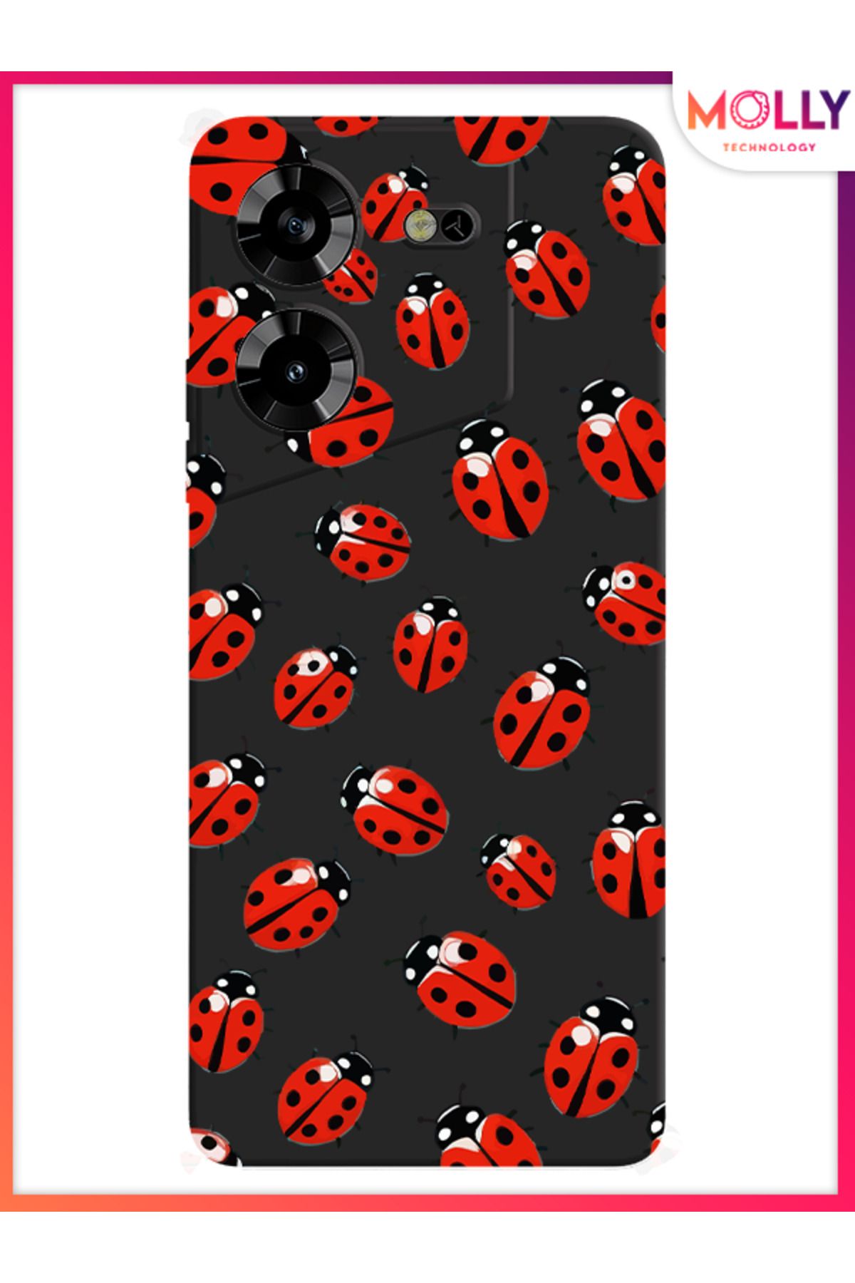 Molly-Black Red Miracles Pattern Silicone Case for Tecno Pova 5 1
