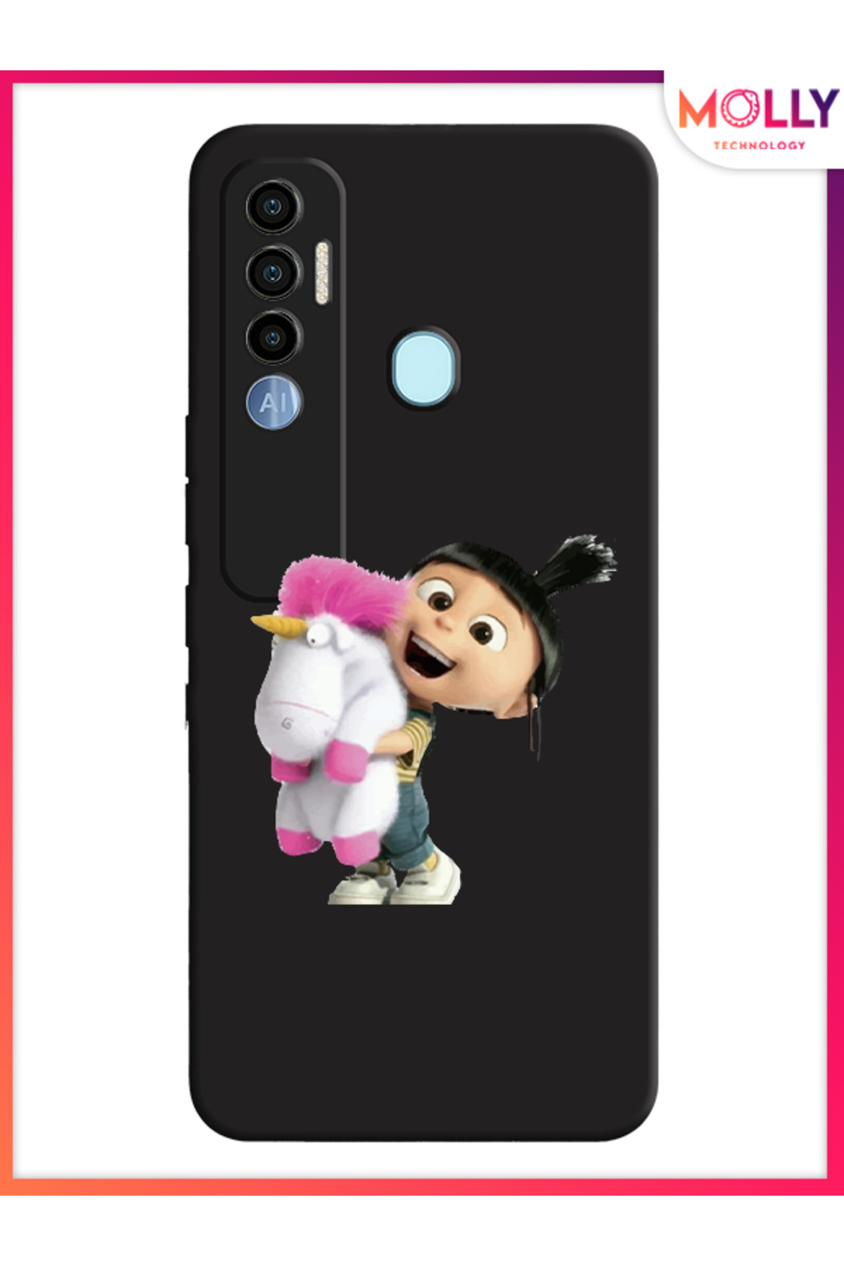 Molly-Black Fluffy Hug Pattern Silicone Case for Tecno Spark 7 Pro 1