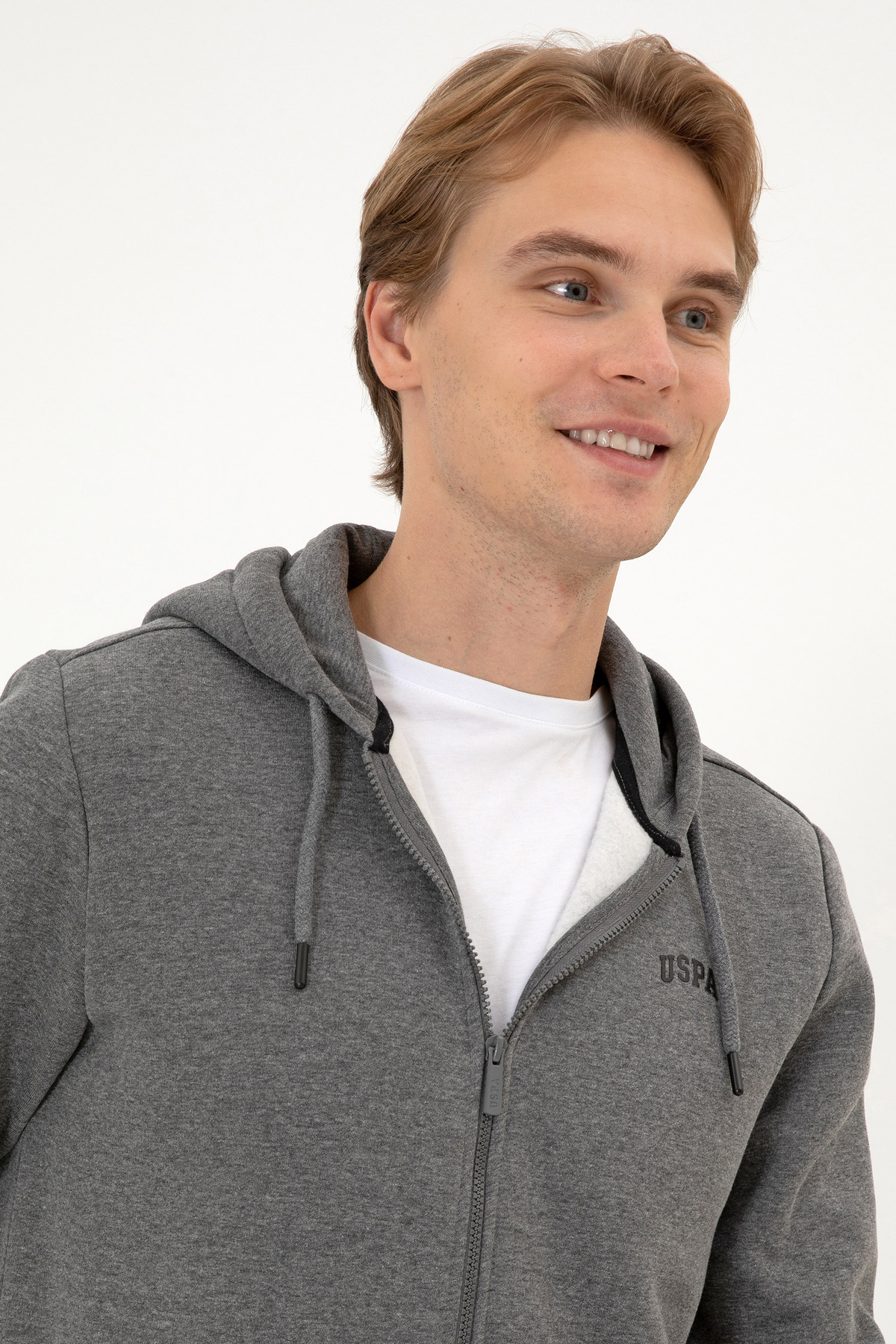 U.S. Polo Assn.  Erkek Regular Fit Antrasit Melanj Şardonlu Örme Hırka 50313755-VR081 - Görsel 2