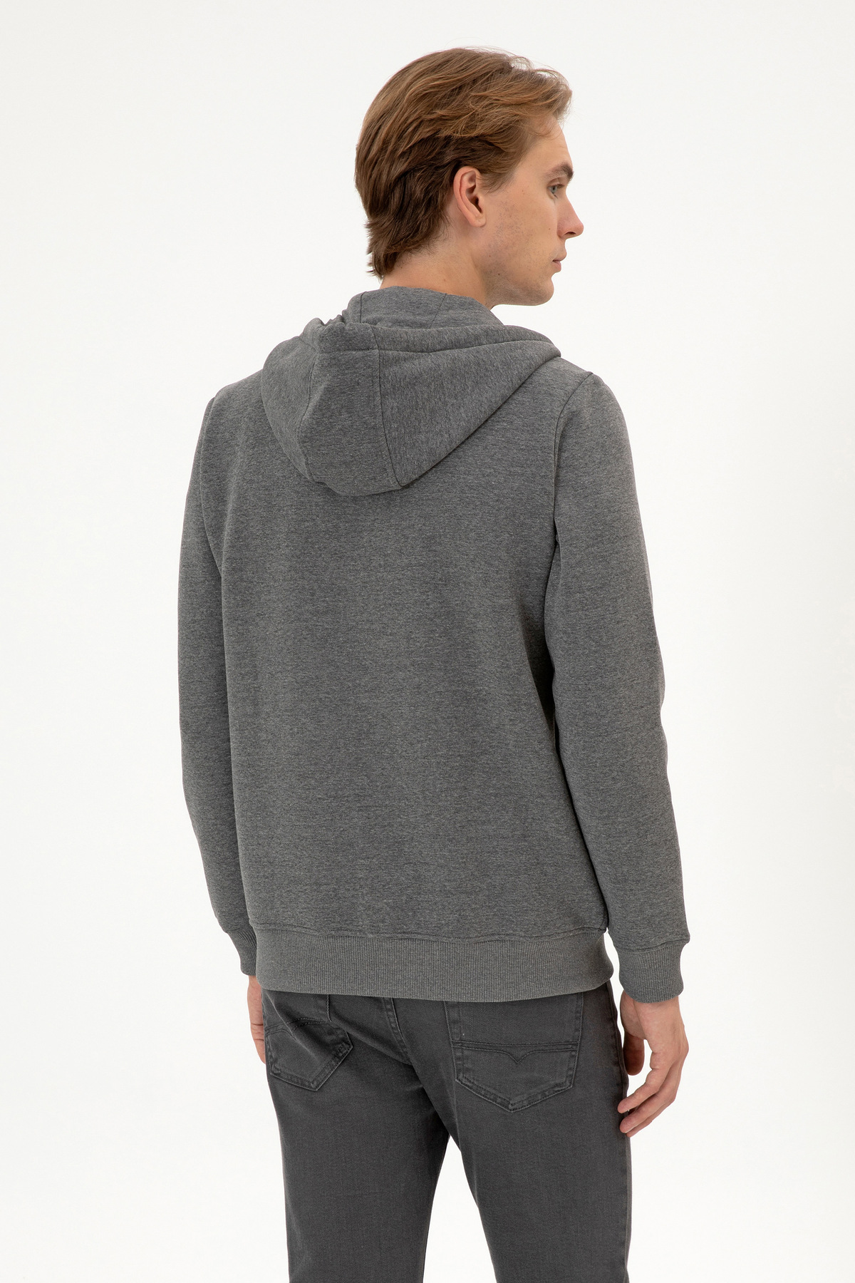 U.S. Polo Assn.  Erkek Regular Fit Antrasit Melanj Şardonlu Örme Hırka 50313755-VR081 - Görsel 5