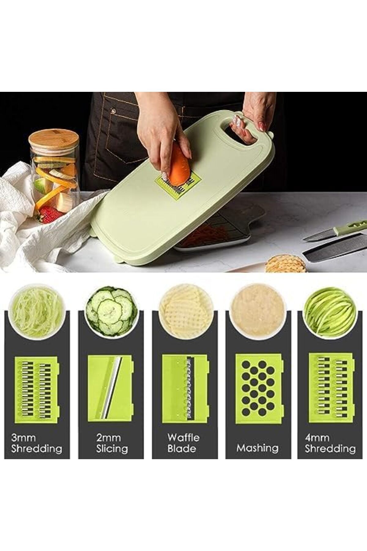 mastergold-Foldable Silicone Cutting Board with Multi-functional Design 9-in-1 with 5 Fruit and Vegetable Cutti 5