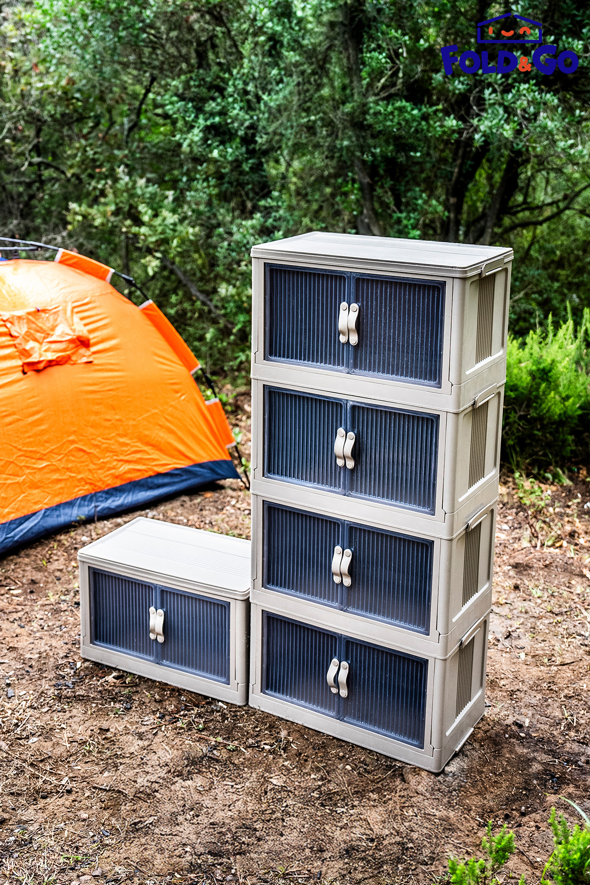 Fold&Go-55Lt Portable Organizer Cabinet ”Soil” Multi-Purpose Magnetic Cover Folding Stackable 4