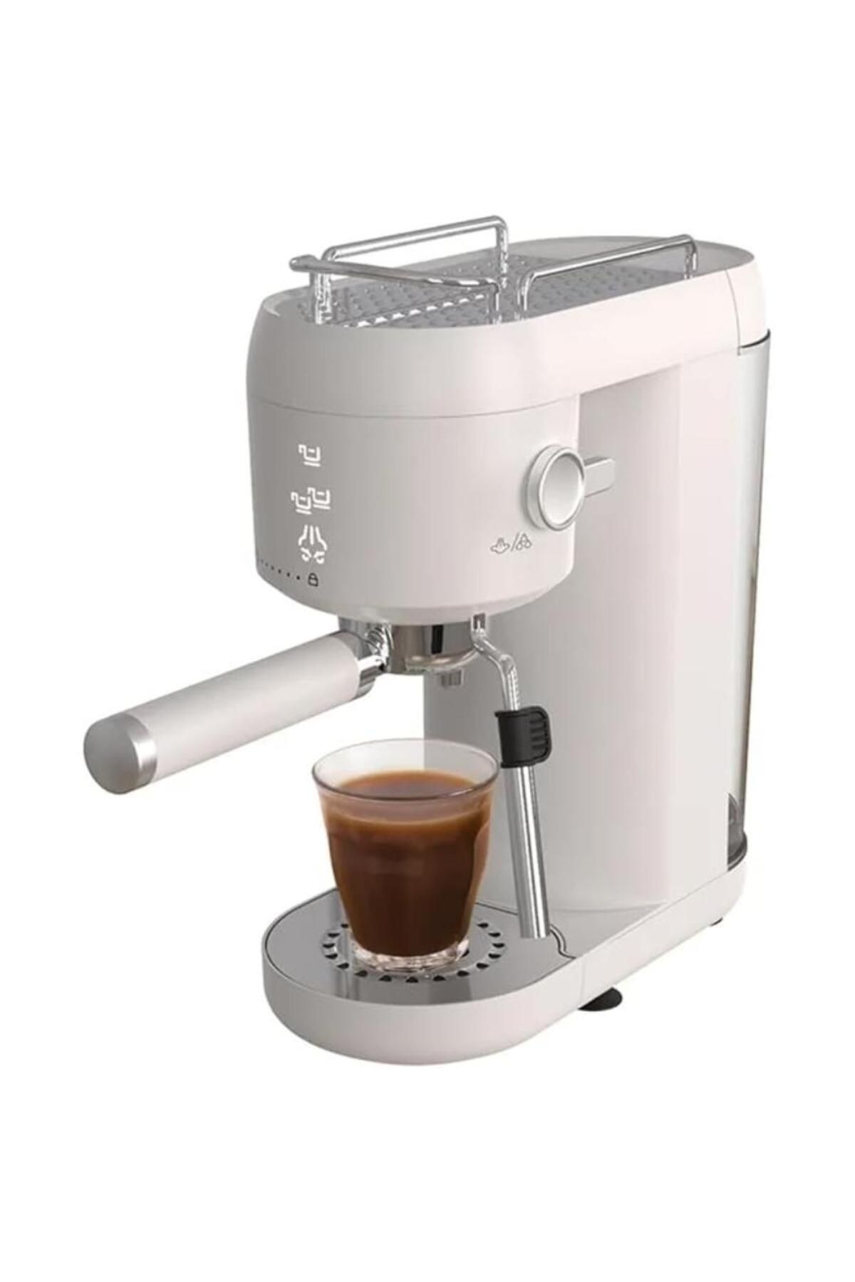 Tradeo-Manual Espresso Machine – 2-in-1 Thermo-Block System, Electric Cappuccino Maker, White Design 1