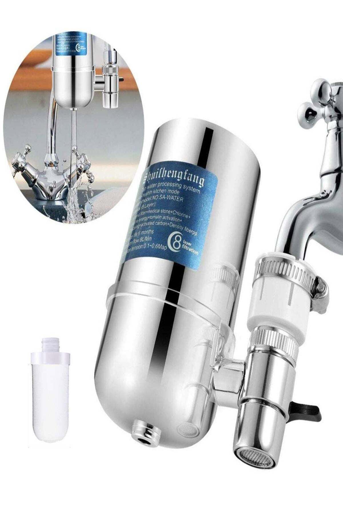 Generic-SYOSI Faucet Water Filter, 8 Layer Purification Ceramics Remove Heavy Metals, Fluoride, Suitable fo 1