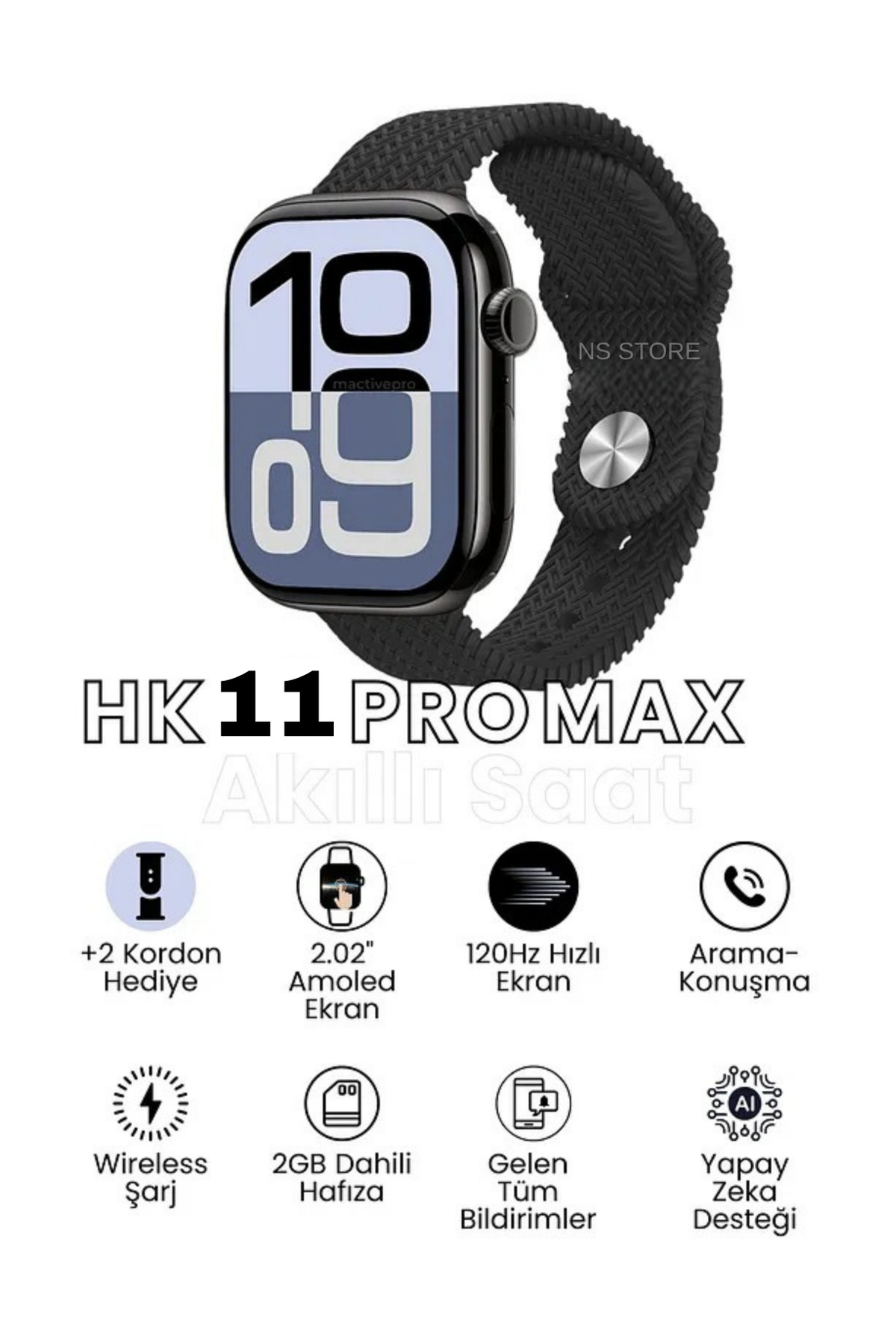 NS Store HK11 Pro Max Akıllı Saat | AMOLED Ekran, Tüm Telefonlara Uyumlu, Kordon Hediyeli, Yeni 11 Serisi - Fiyatı, Yorumları