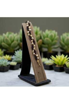 glowmark jewelry Doğal İnci & Garnet Taşlı Bileklik