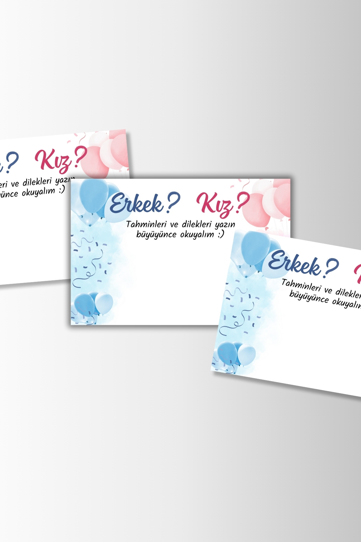 Metranya Cinsiyet Belirleme Partisi Kız mı Erkek mi 15 Adet Baby Shower Bebek Dilek Hatıra Tahmin Anı Kartı fotoğrafı 4 (önizleme)