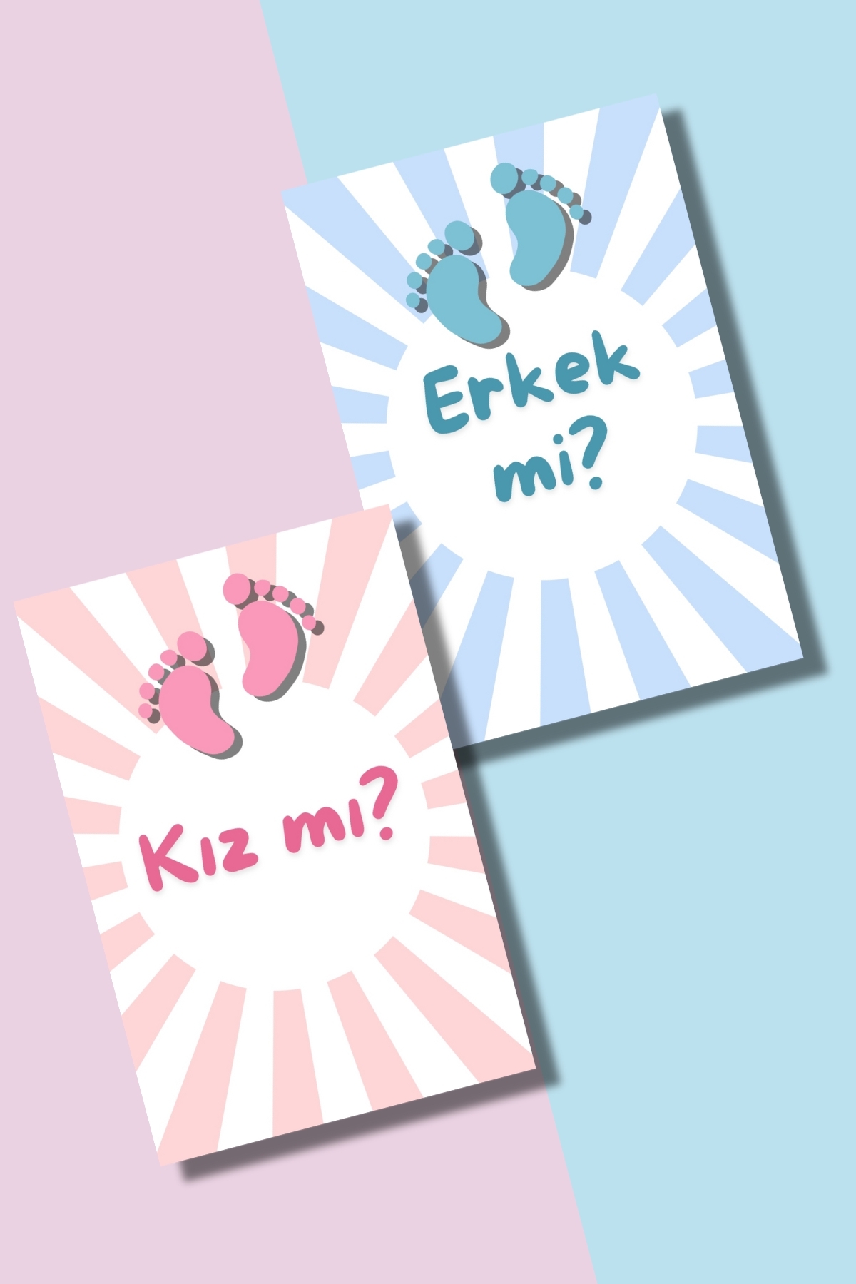 Metranya Cinsiyet Belirleme Partisi Oyun Kartları Seti Baby Shower Kız mı Erkek mi Bebek Dilek Hatıra Anı fotoğrafı 5 (önizleme)