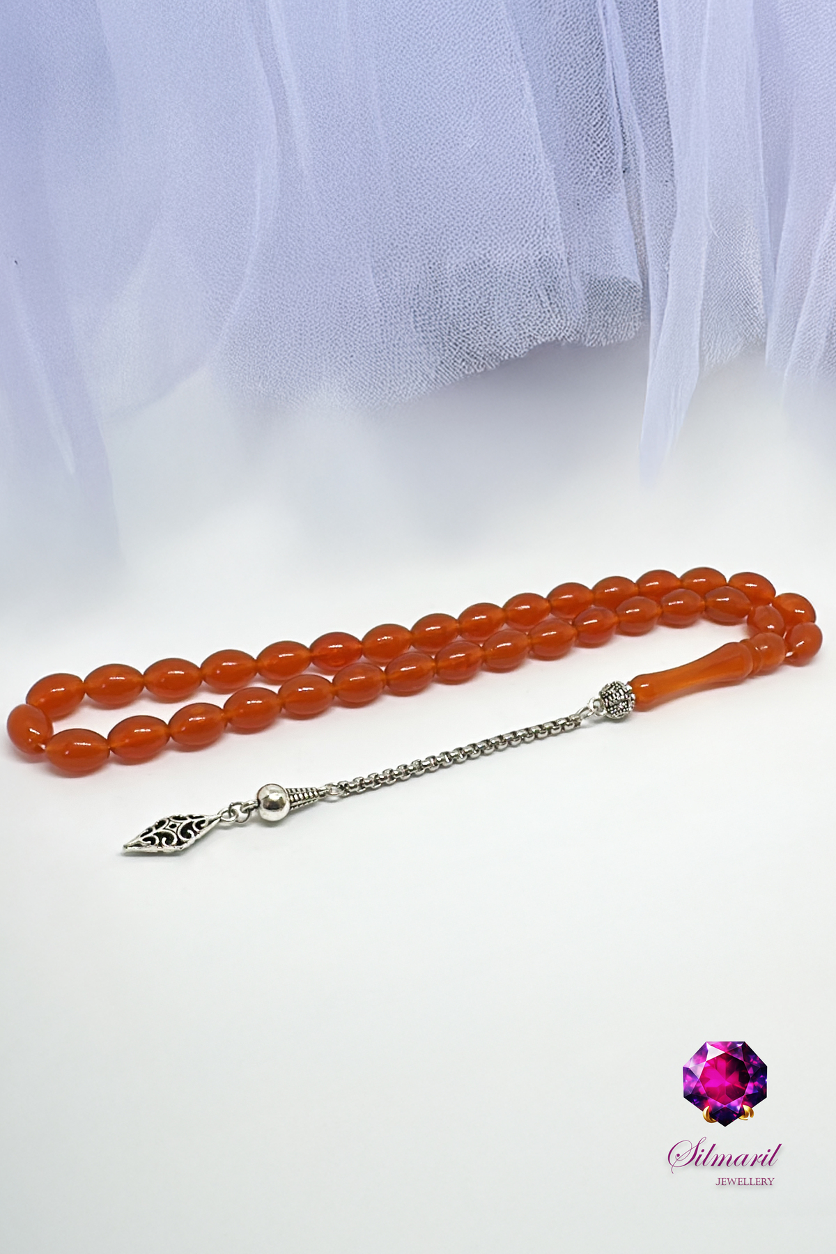 Şık Turuncu Kehribar Tesbih Seti – Tespih ve Zaza Set - Erkek Hediyelik — Silmaril Store