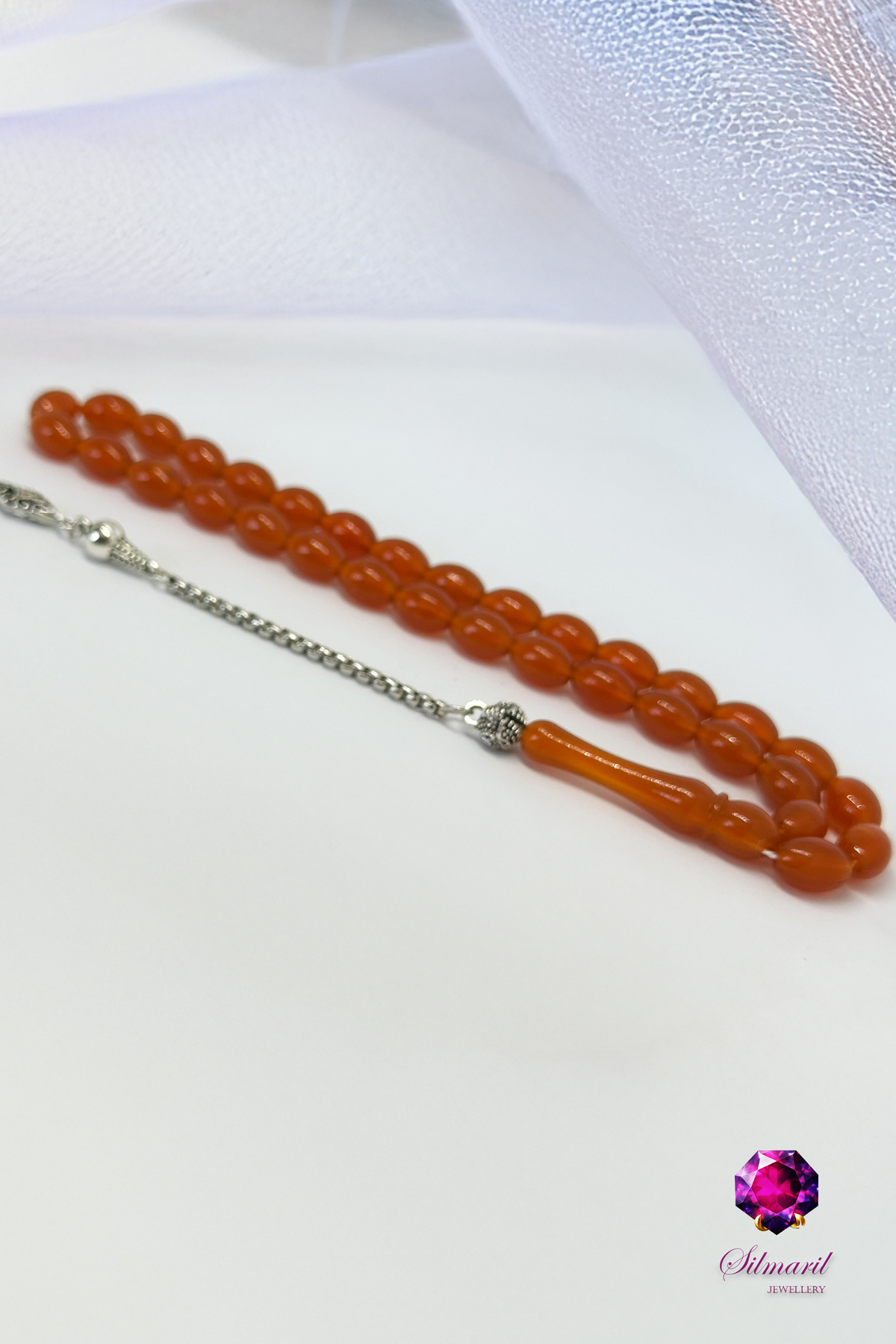 Şık Turuncu Kehribar Tesbih Seti – Tespih ve Zaza Set - Erkek Hediyelik — Silmaril Store (5)