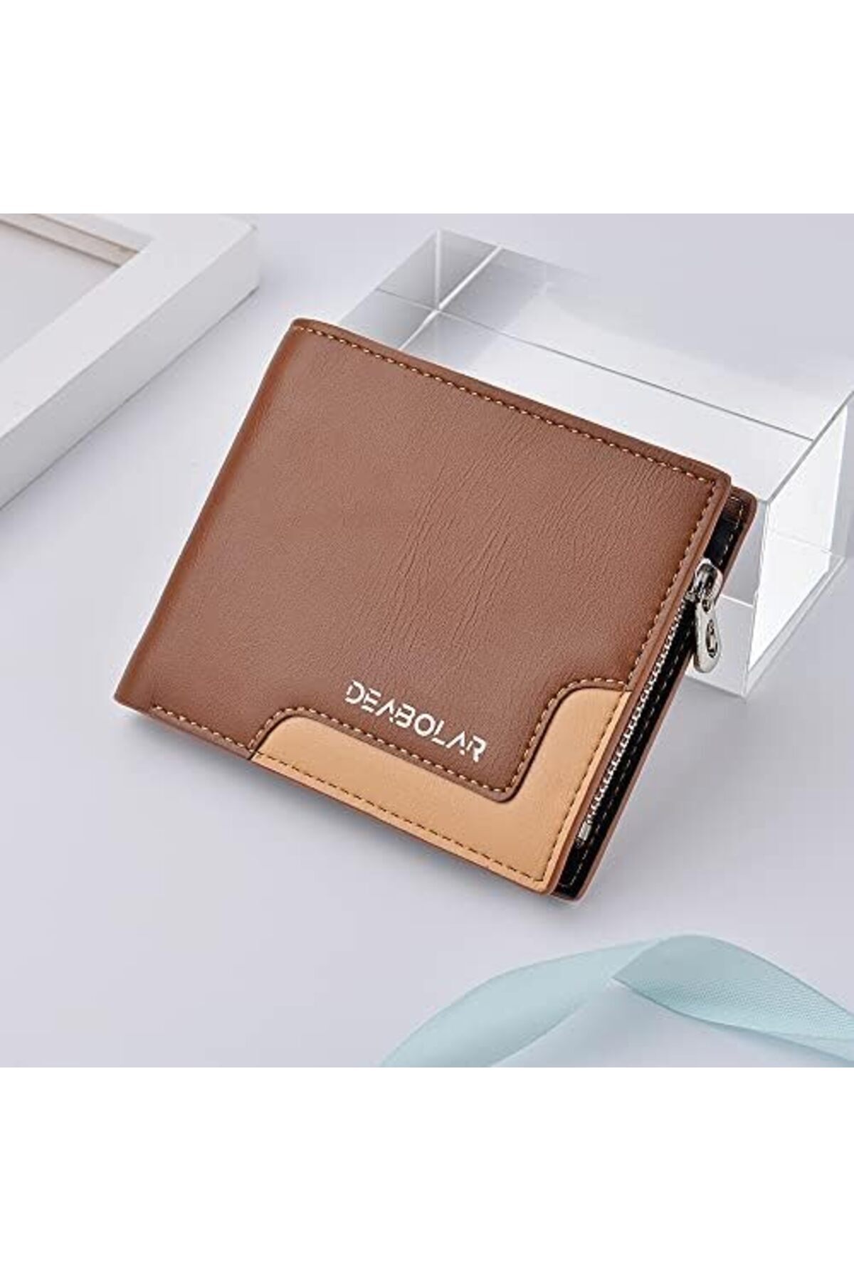 ETG-Leather Wallet for Men, RFID Blocking, Multi-Card Wallet with Coin Zipper, Bi-Fold Wallet for Men, B 3