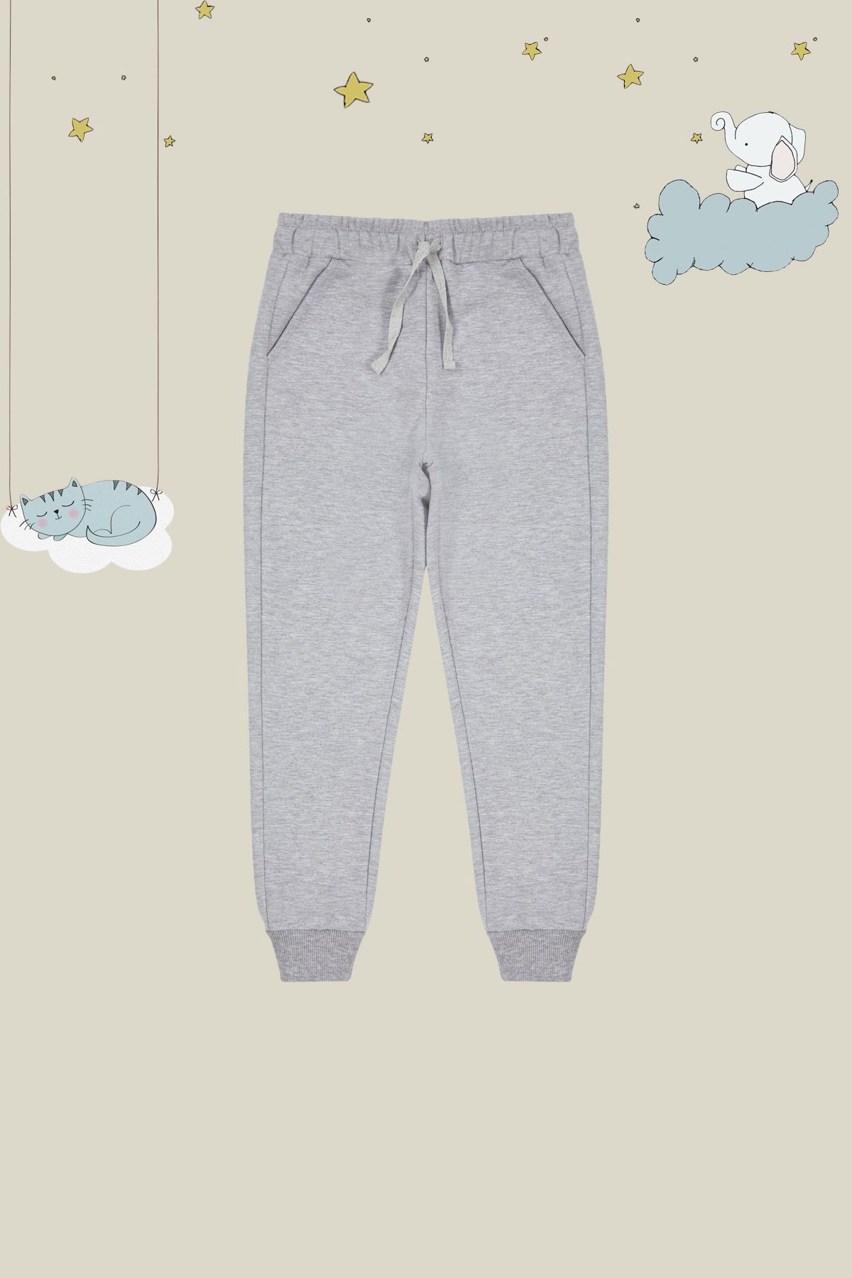 TRENDYOLKIDS-Γκρι Unisex Βασικό Παντελόνι Φόρμας - TKDAW25EA00000 1