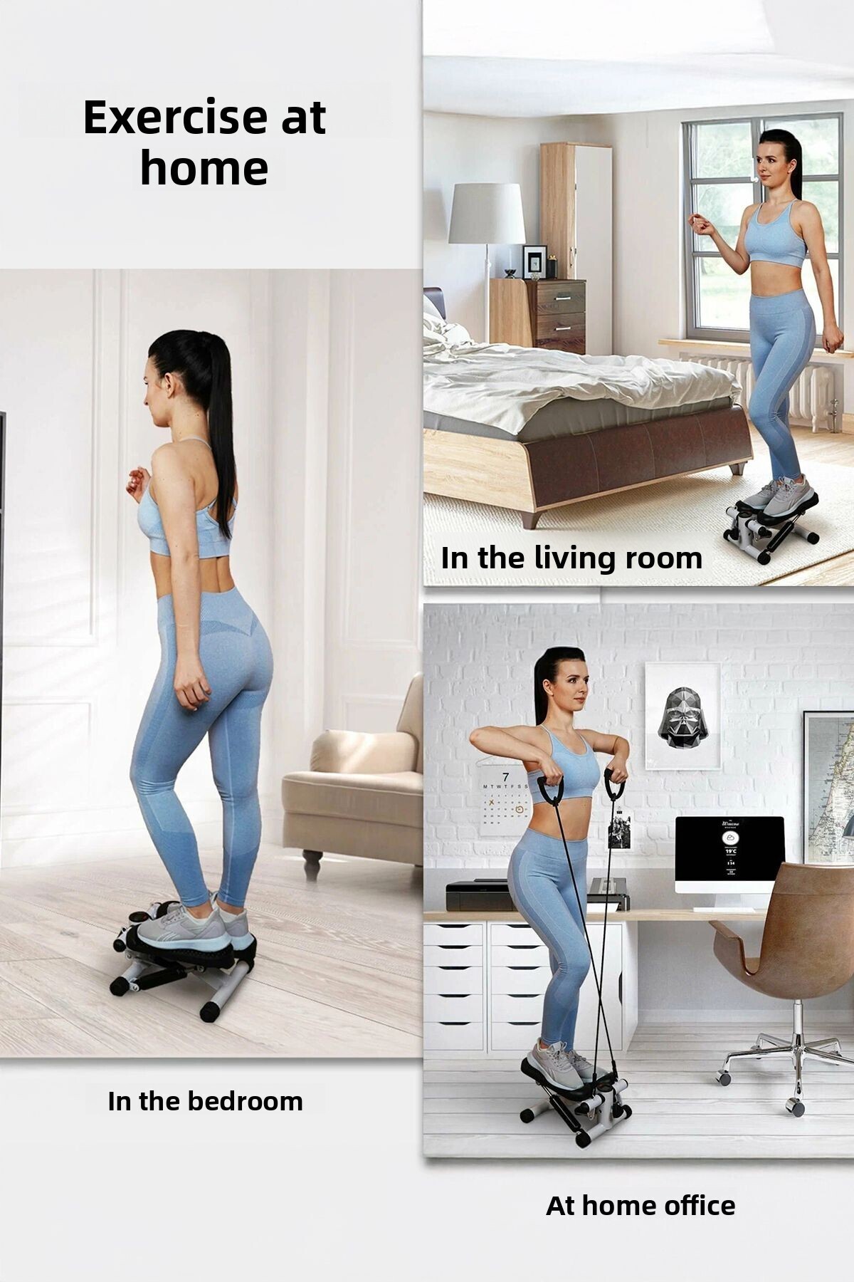 Leyaton-Fitness Stepper Exerciser with Rope - Portable Crossstep Fitness with Lcd Screen and Resistance Band 6